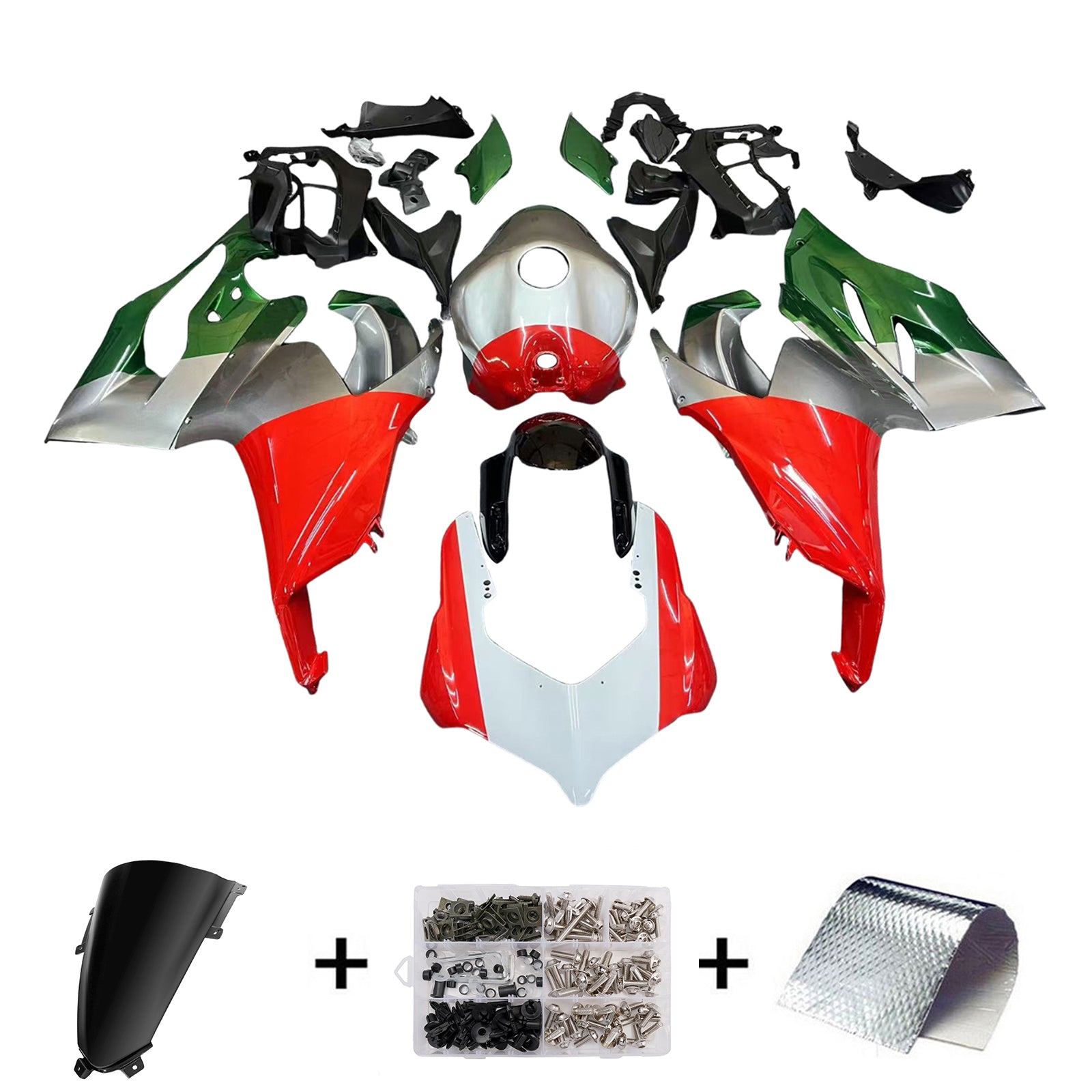 Amotopart 2020-2024 Ducati Panigale V2 Red White Green Kuip Kit
