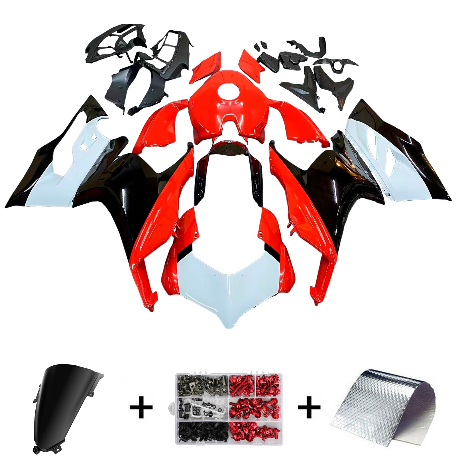 Amotopart 2020-2024 Ducati V2 Glossy Red Black White Fairing Kit