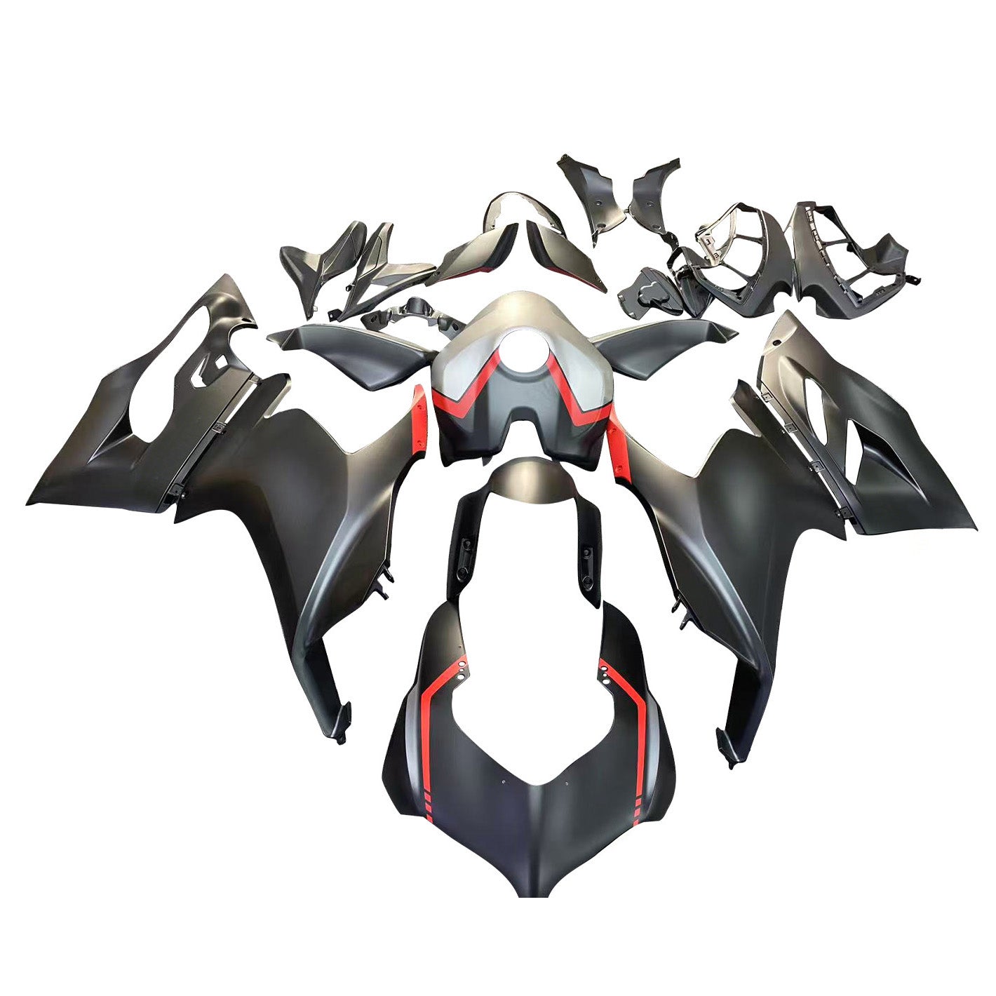 Amotopart 2020-2024 Ducati V2 Matte Black Silver Fairing Kit