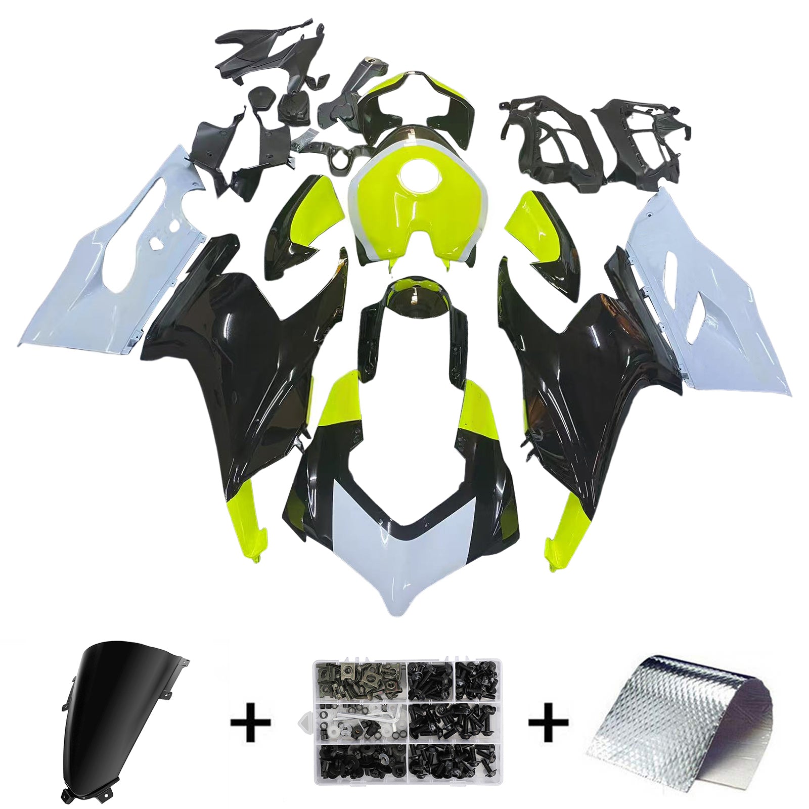 Amotopart 2020-2024 Ducati V2 Glossy Black Gray Green Fairing Kit