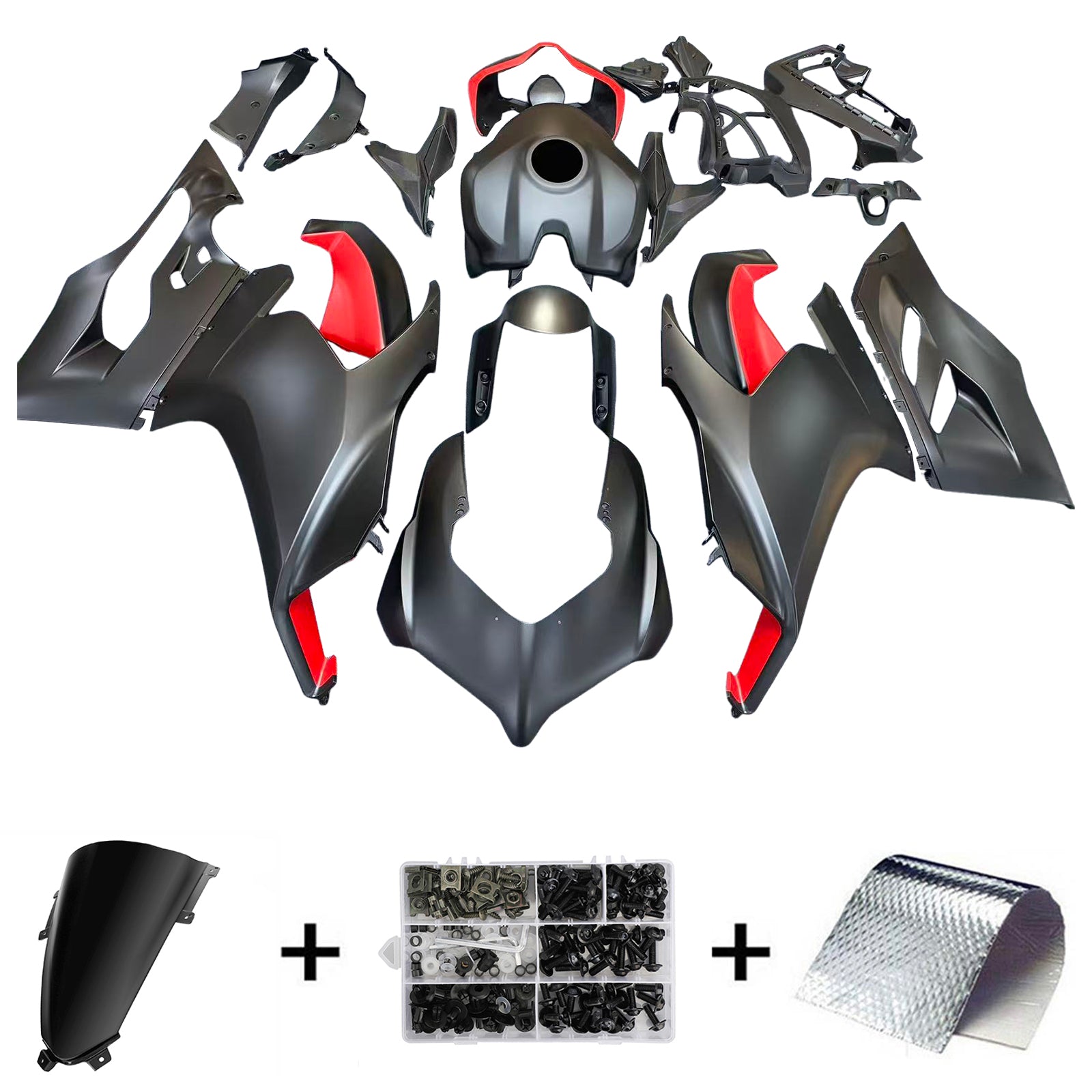 Amotopart 2020-2024 Ducati V2 Matte Black Fairing Kit