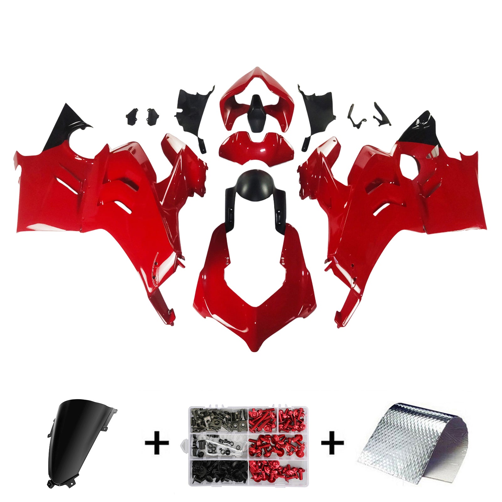 Amotopart Ducati 22-24 Panigale V4 V4S Black Red Fairing Kit