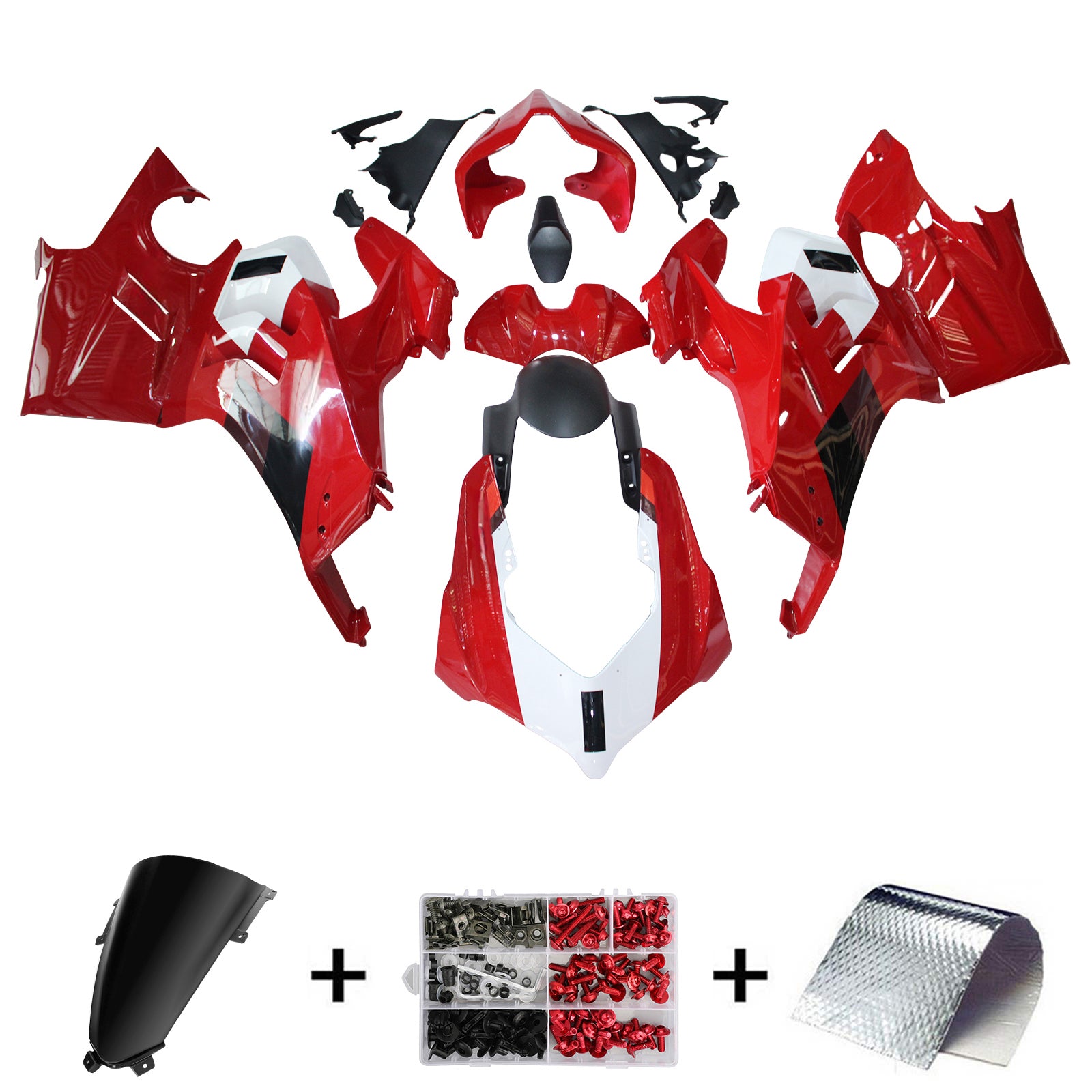 Amotopart Ducati 22-24 Panigale V4 V4S Black White Red Fairing Kit