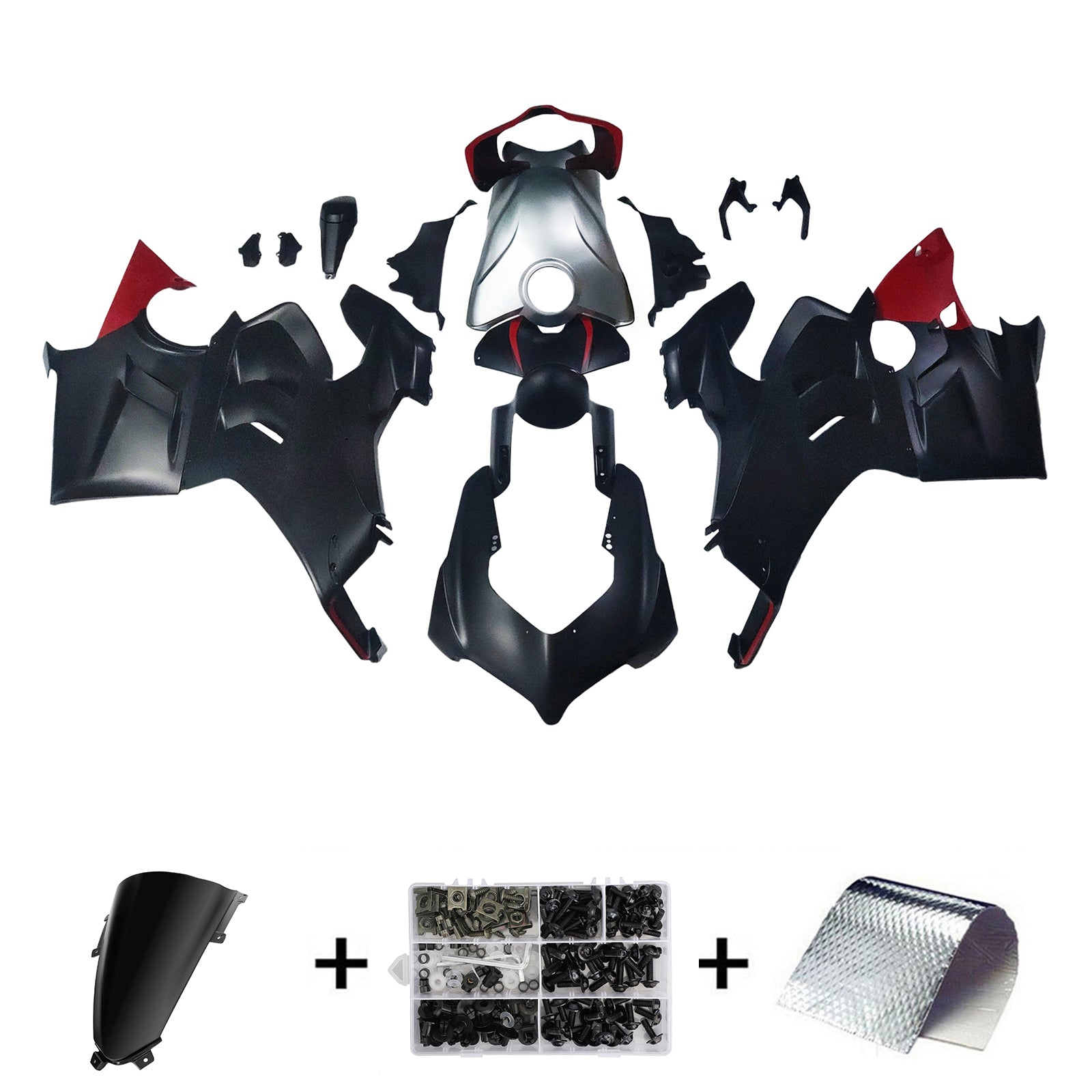 Amotopart Verkleidungsset für Ducati 22–24 Panigale V4 V4S, Schwarz, Rot, Weiß