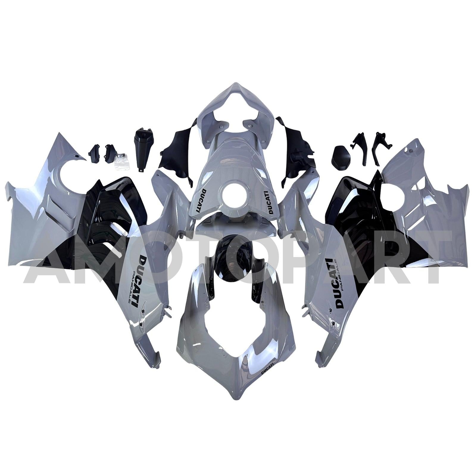 Amotopart Ducati 22-24 Panigale V4 V4S Black Light Grey Fairing Kit