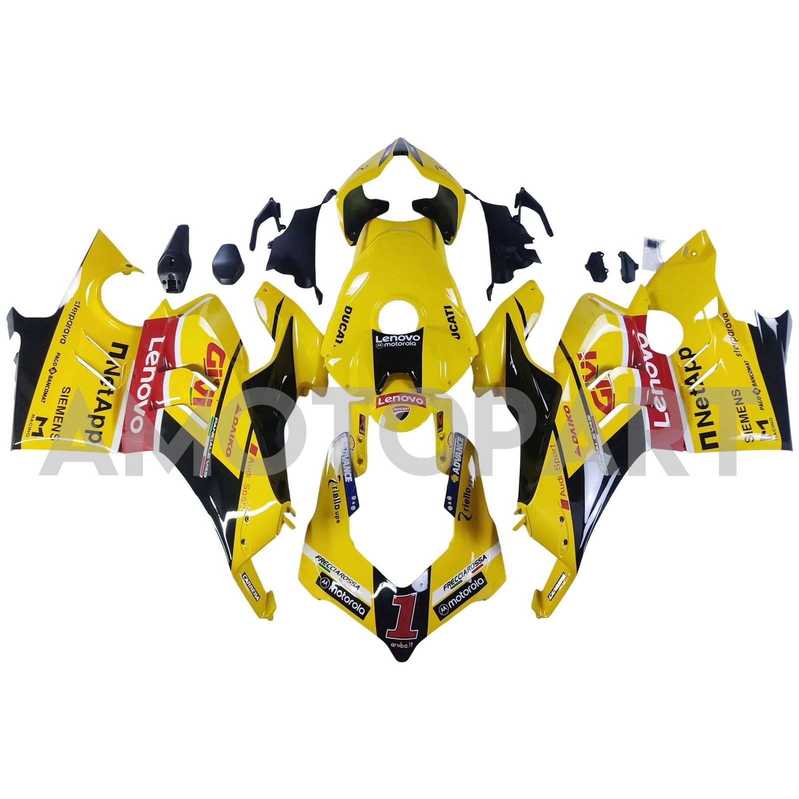 Amotopart Ducati 22-24 Panigale V4 V4S Black Yellow Red Fairing Kit