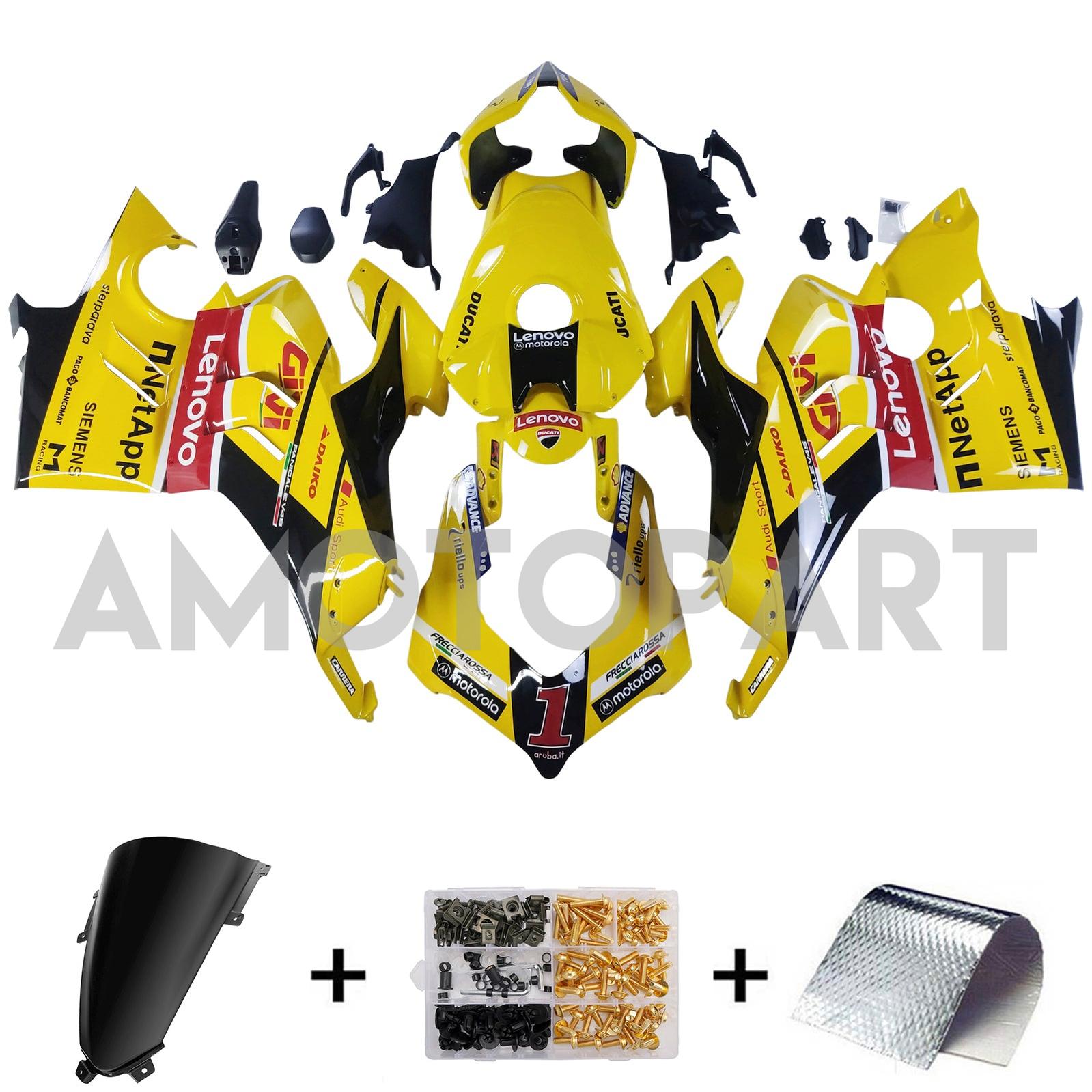 Amotopart Ducati 22-24 Panigale V4 V4S Black Yellow Red Fairing Kit