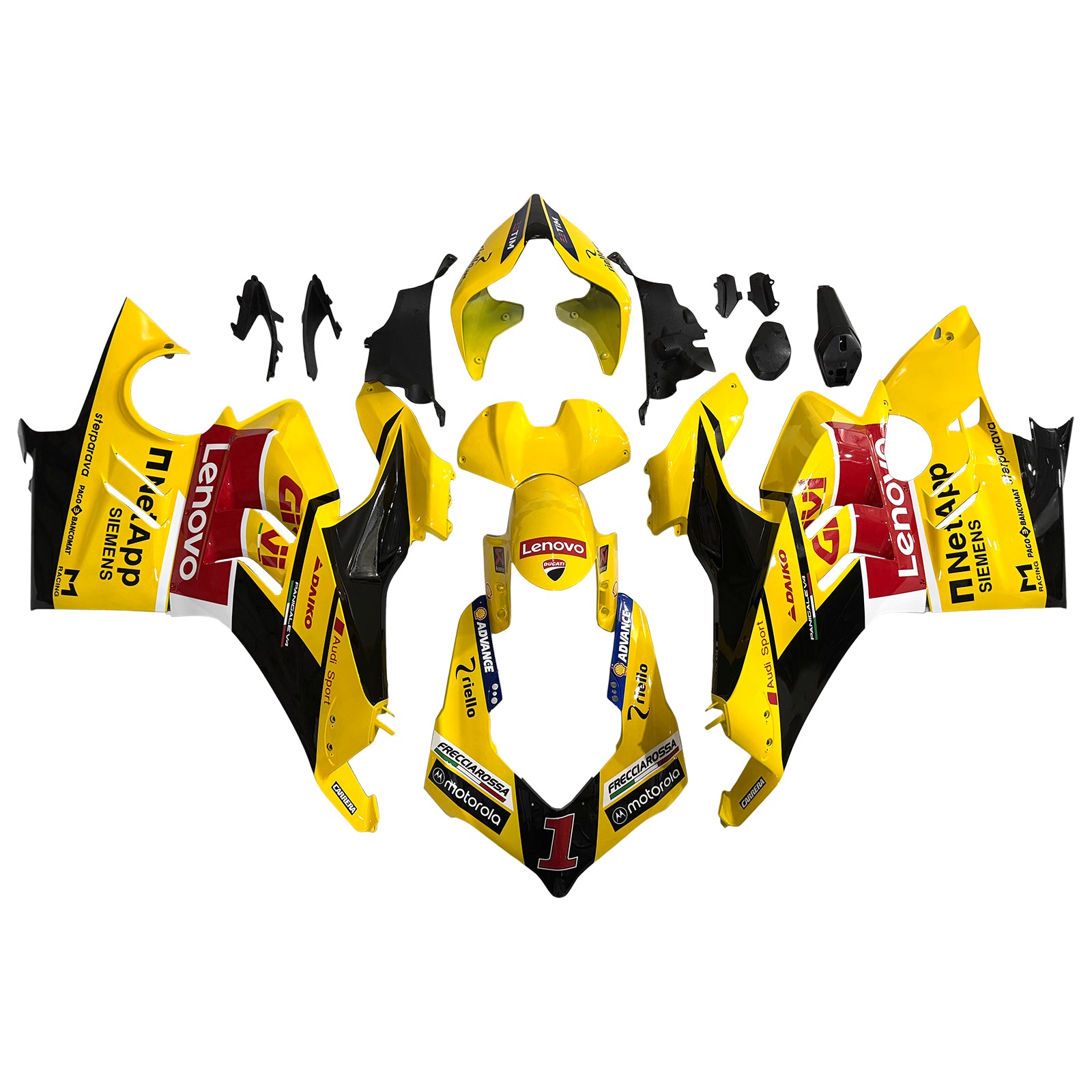 Amotopart Ducati 22-24 V4 V4S Glossy Yellow Black Fairing Kit
