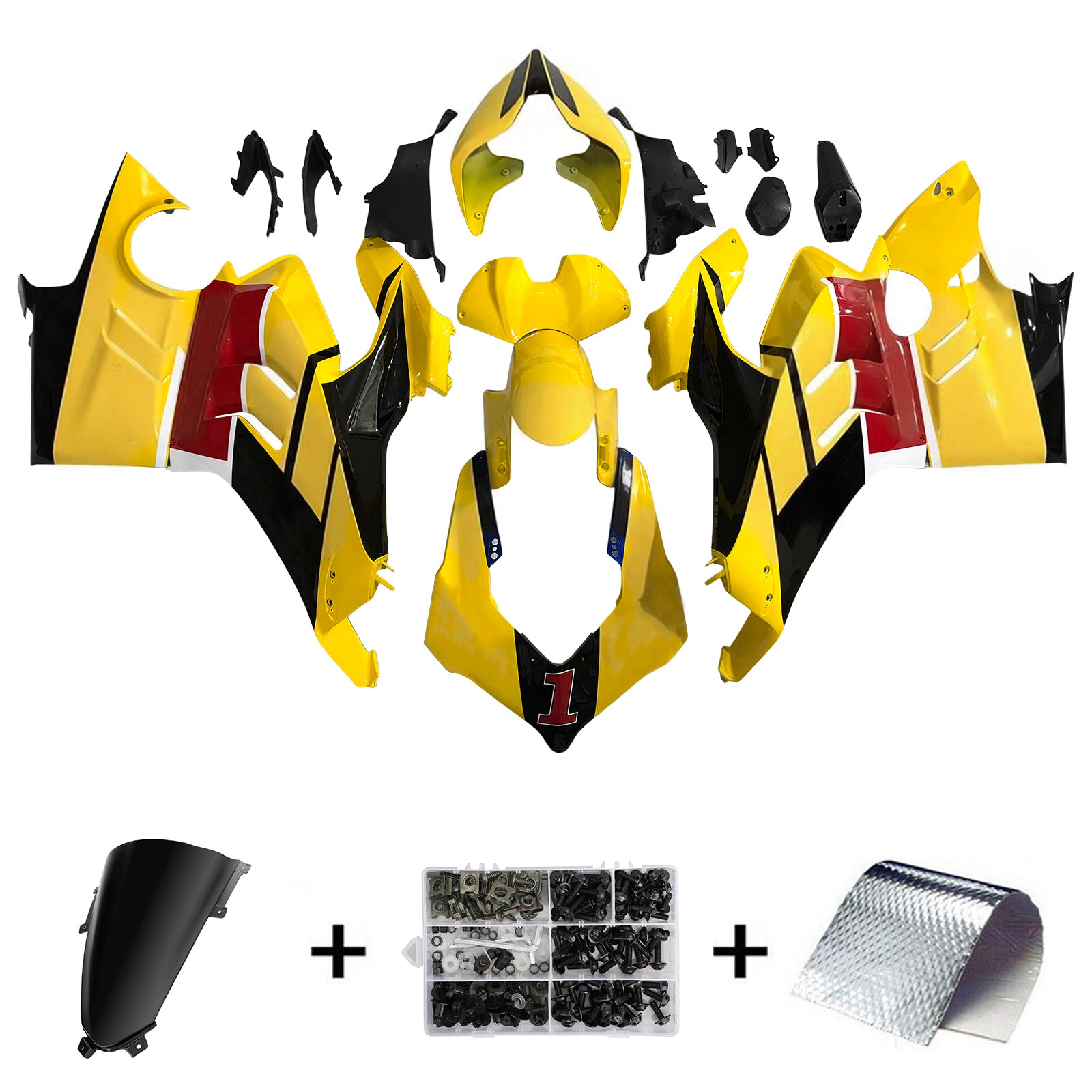 Amotopart Ducati 22-24 V4 V4S Glossy Yellow Black Fairing Kit