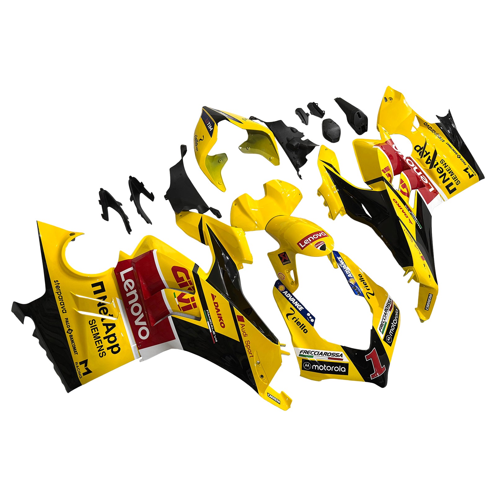 Amotopart Ducati 22-24 V4 V4S Glossy Yellow Black Fairing Kit