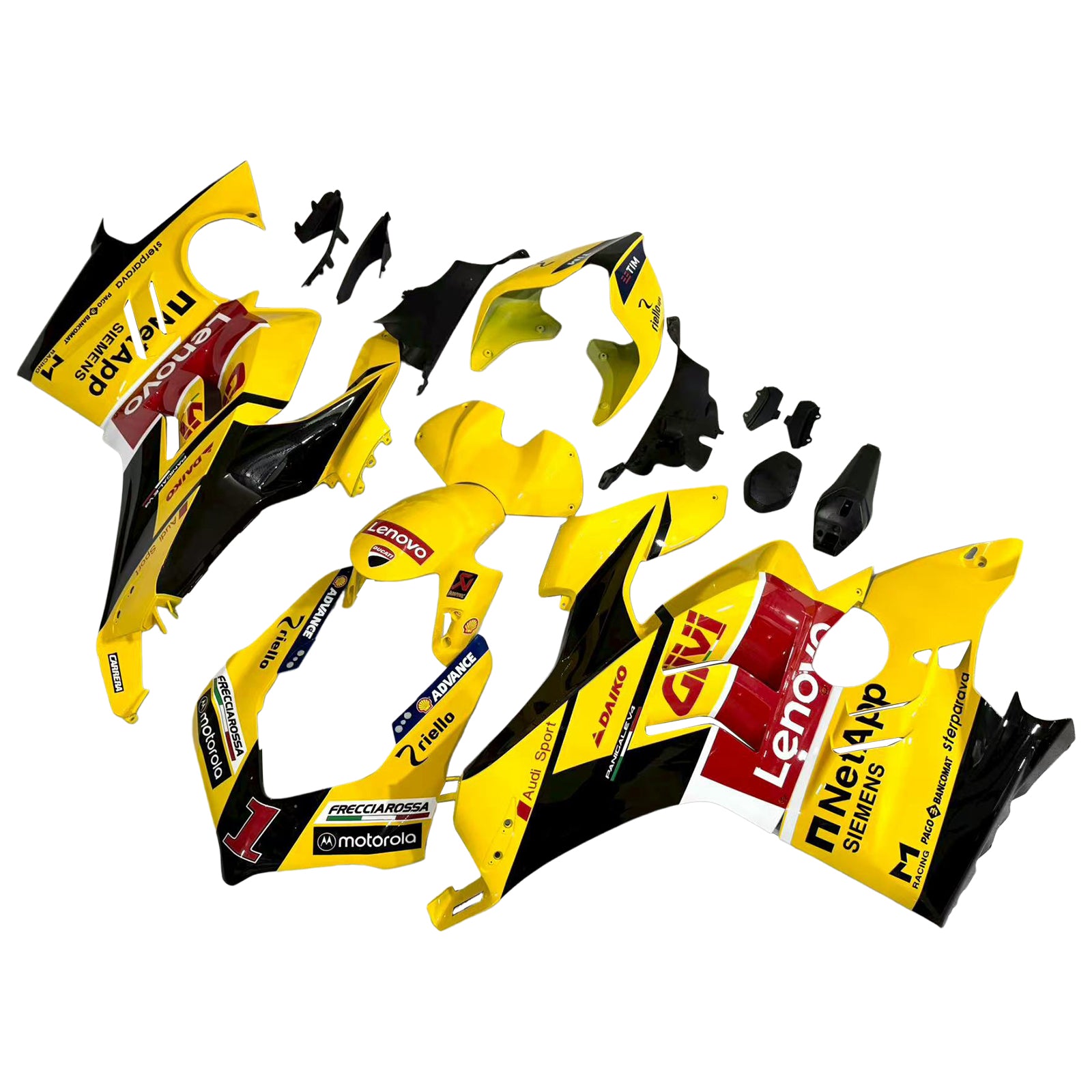 AMOTOPART DUCATI 22-24 V4 V4S光沢のある黄色の黒いフェアリングキット