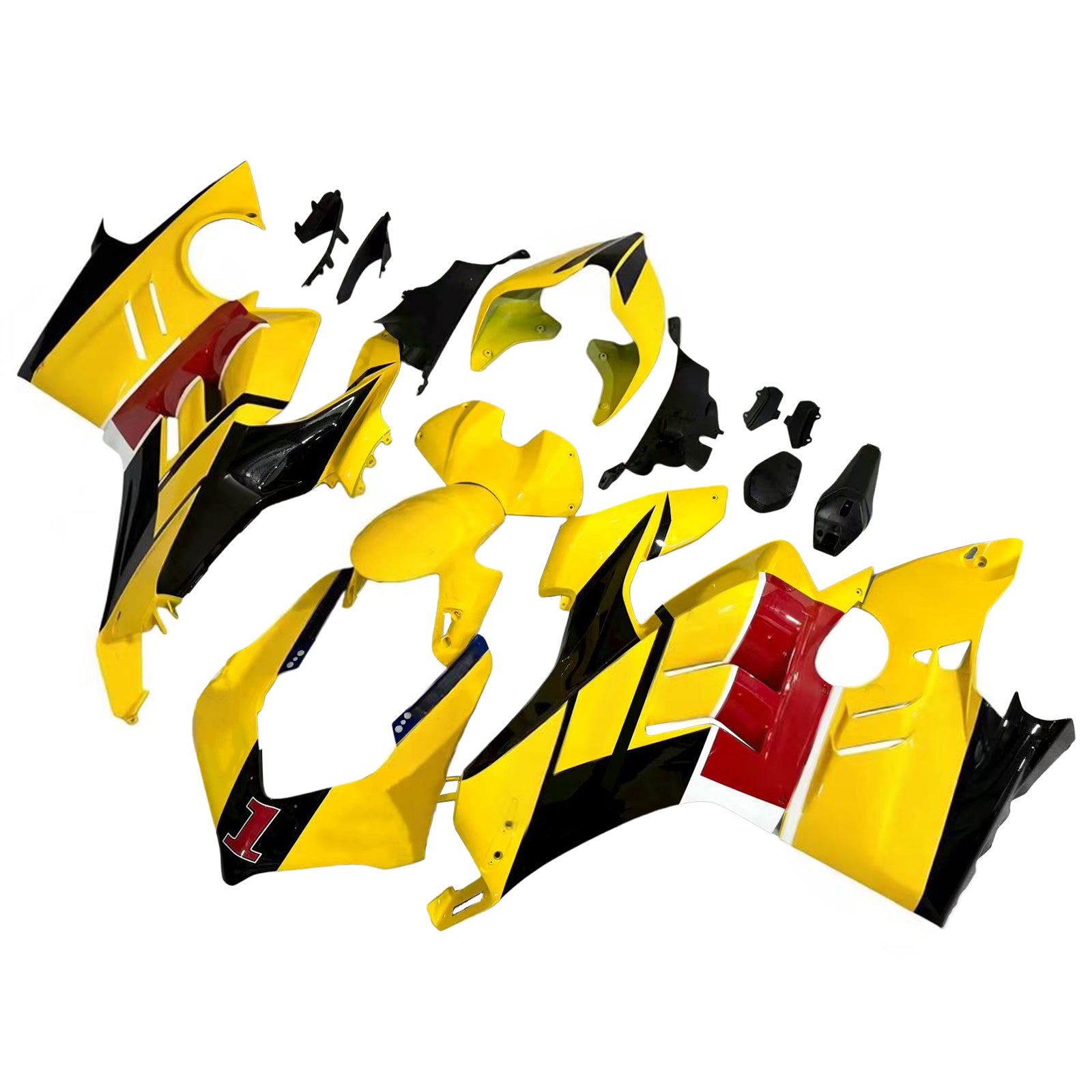 Amotopart Verkleidungsset für Ducati 22–24 V4 V4S, glänzendes Gelb-Schwarz