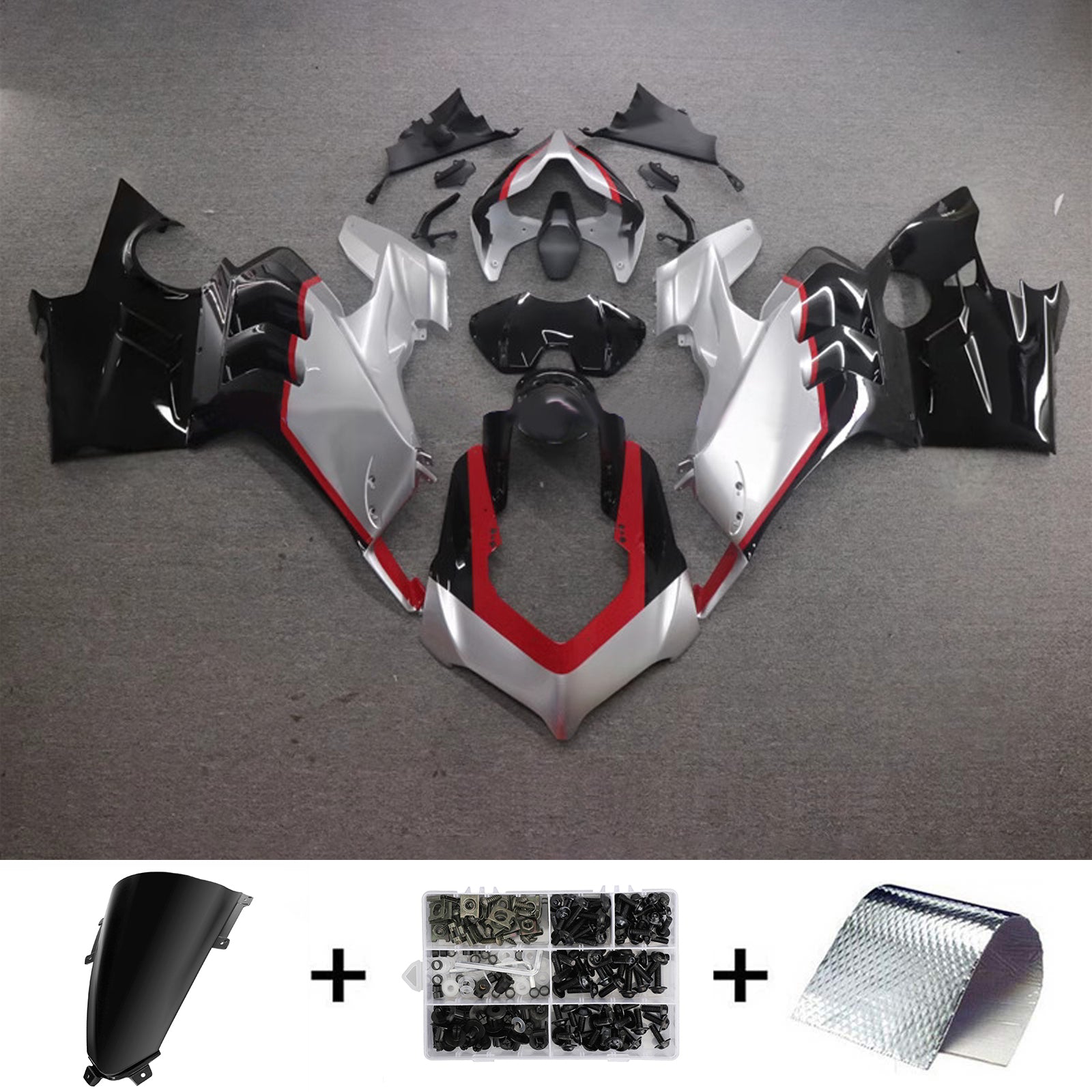 Amotopart Ducati 22-24 V4 V4S Silver Black Fairing Kit