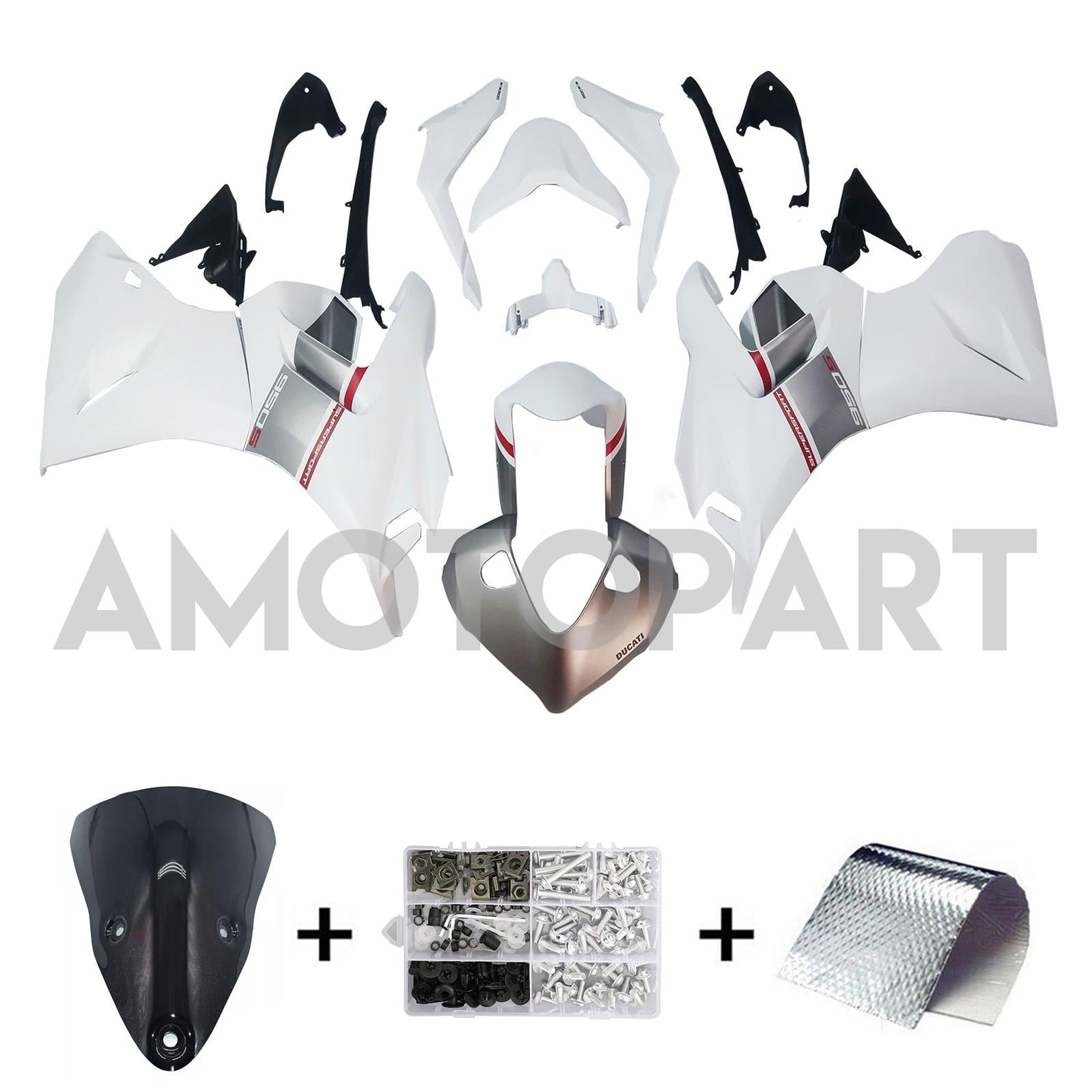 Amotopart 2021-2024 Ducati Supersport 950 / 950S White Red Fairing Kit