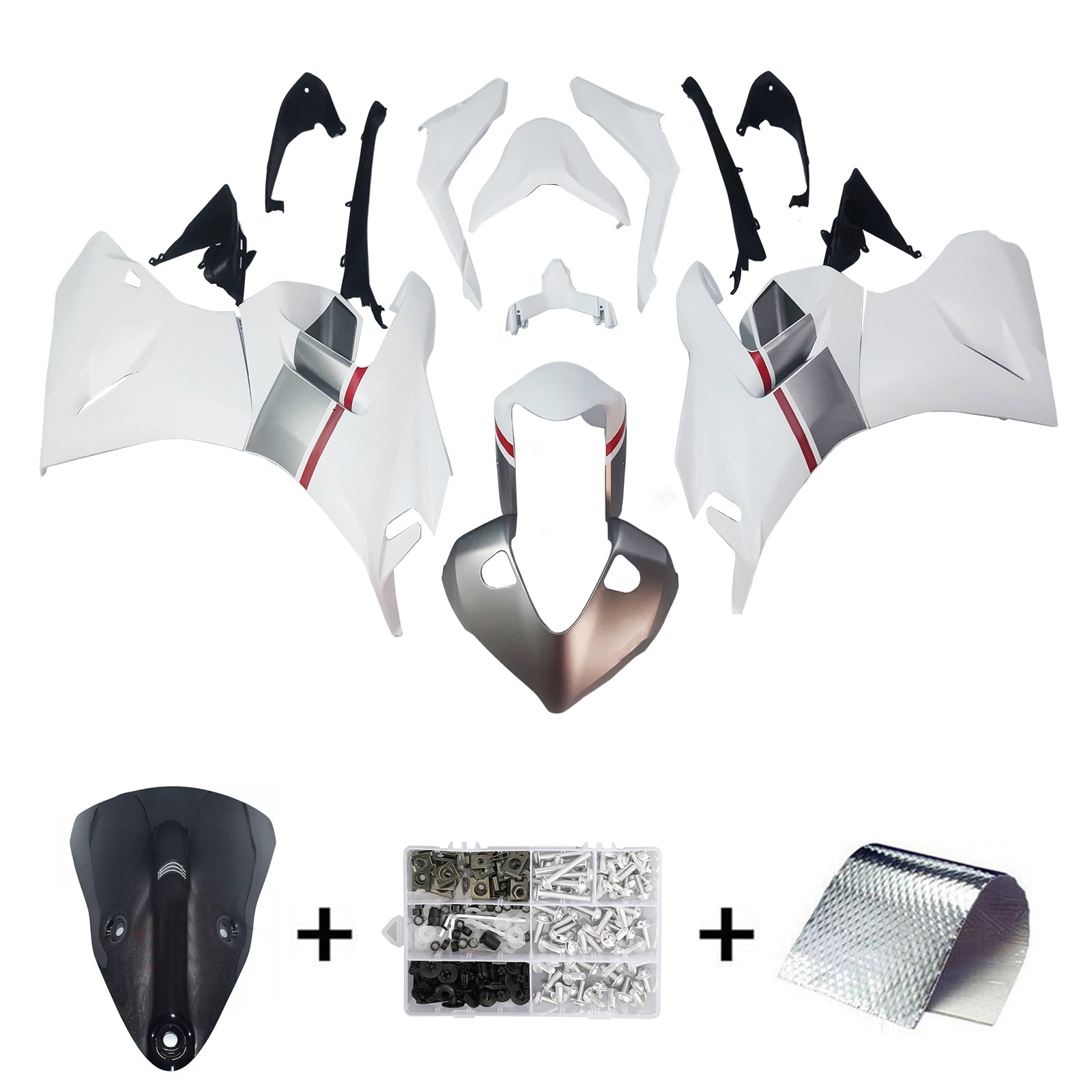 Amotopart 2021-2024 Ducati Supersport 950 / 950S White Red Fairing Kit