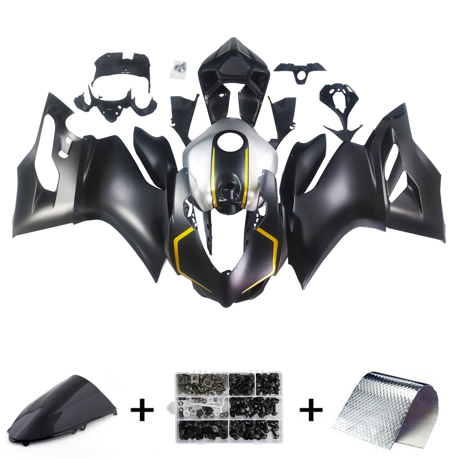 Amotopart 2012-2015 Ducati 899 Kit de carenagem de prata preta fosca