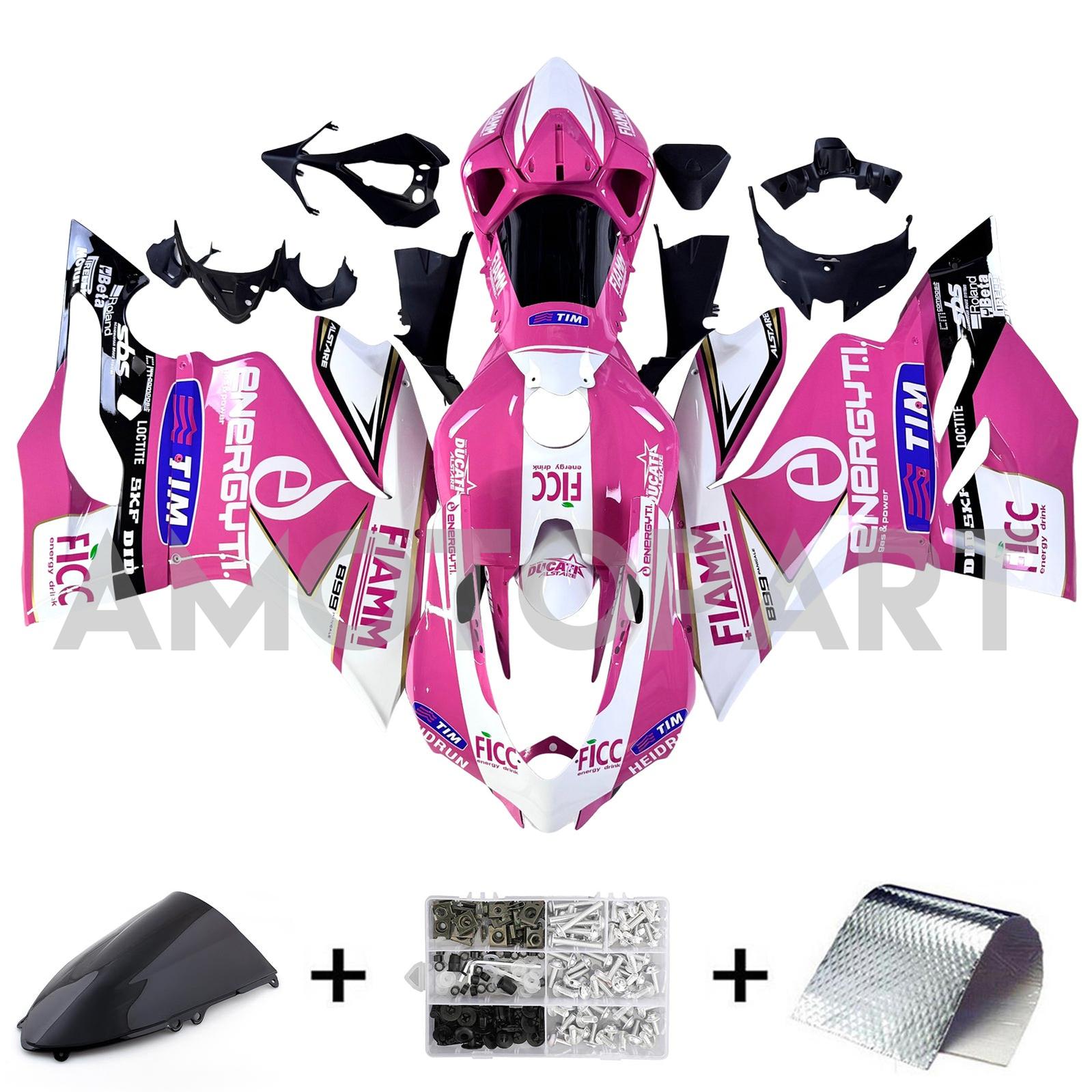 Amotopart 2012-2015 Ducati 899 Pink White Fairing Kit
