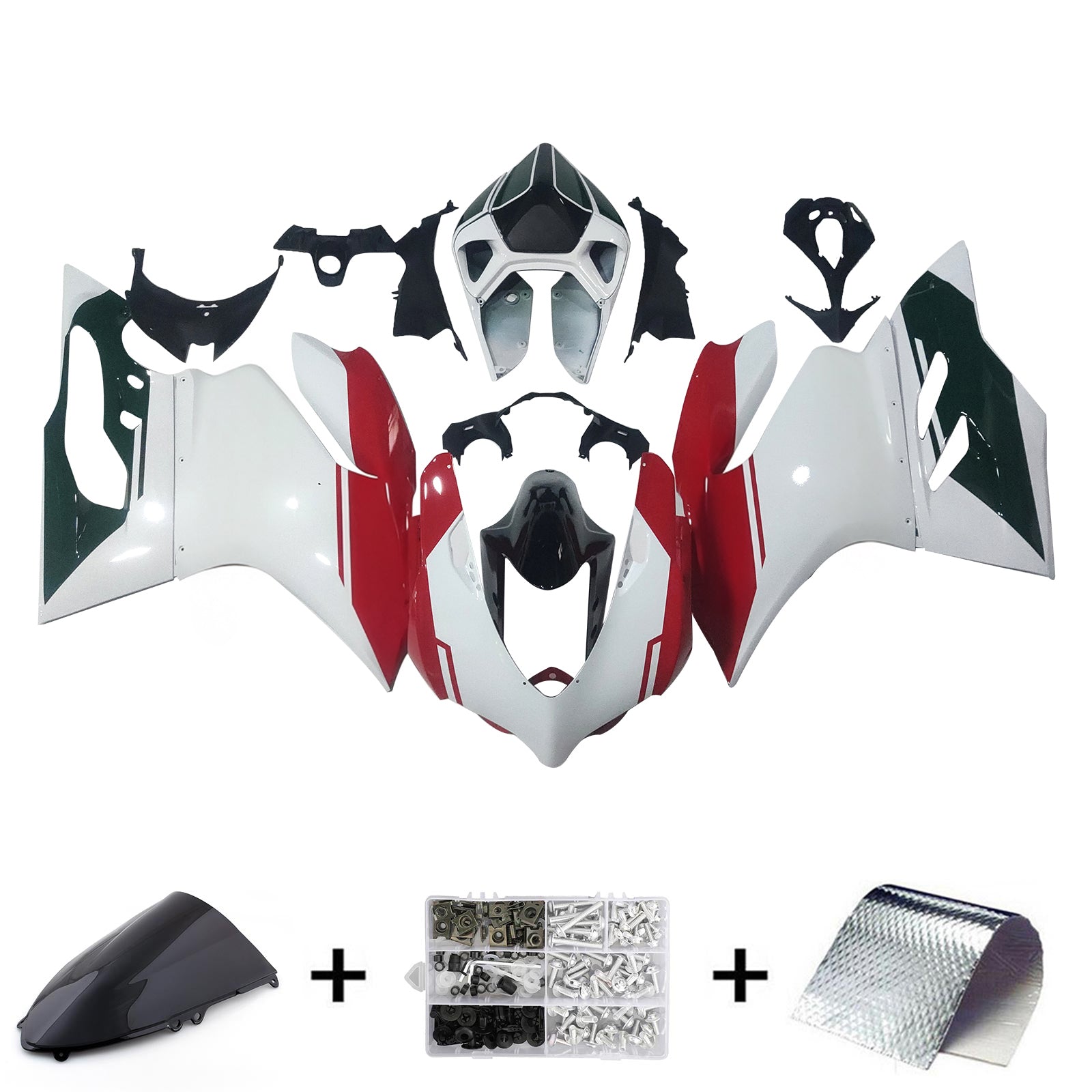 Amotopart 2012-2015 Ducati 899 Green White Red Fairing Kit