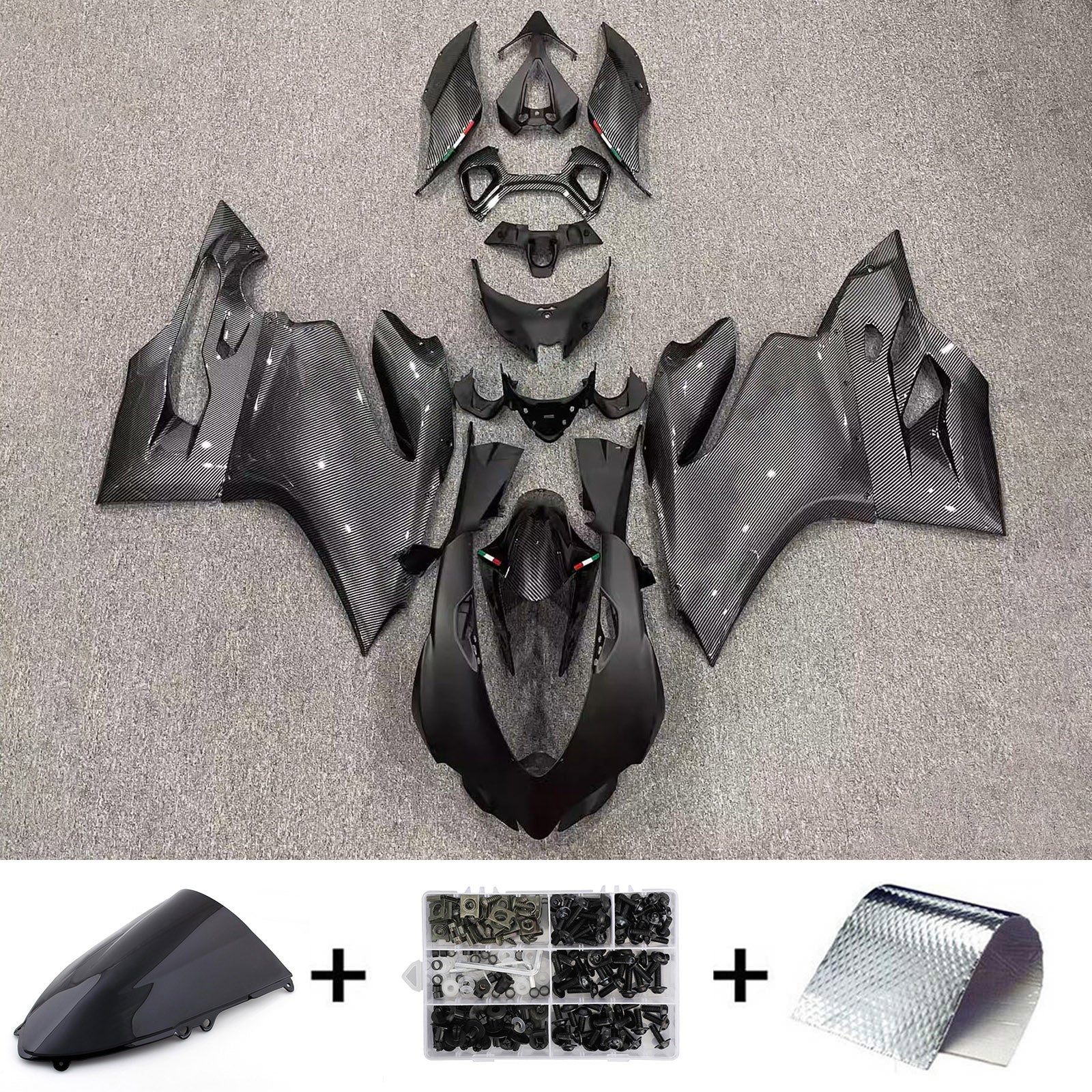 Amotopart 2012-2015 Ducati 899 Carbon Fiber Pattern Yellow Fairing Kit