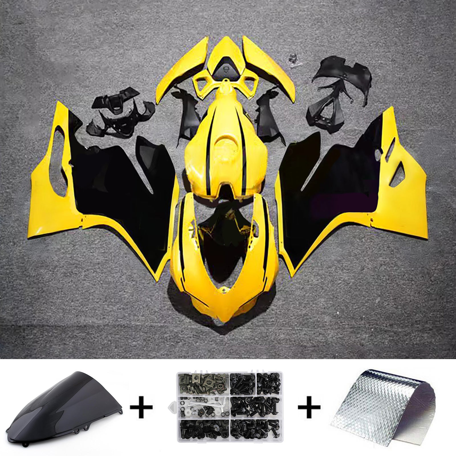 Amotopart 2012-2015 Ducati 899 Yellow Black Fairing Kit