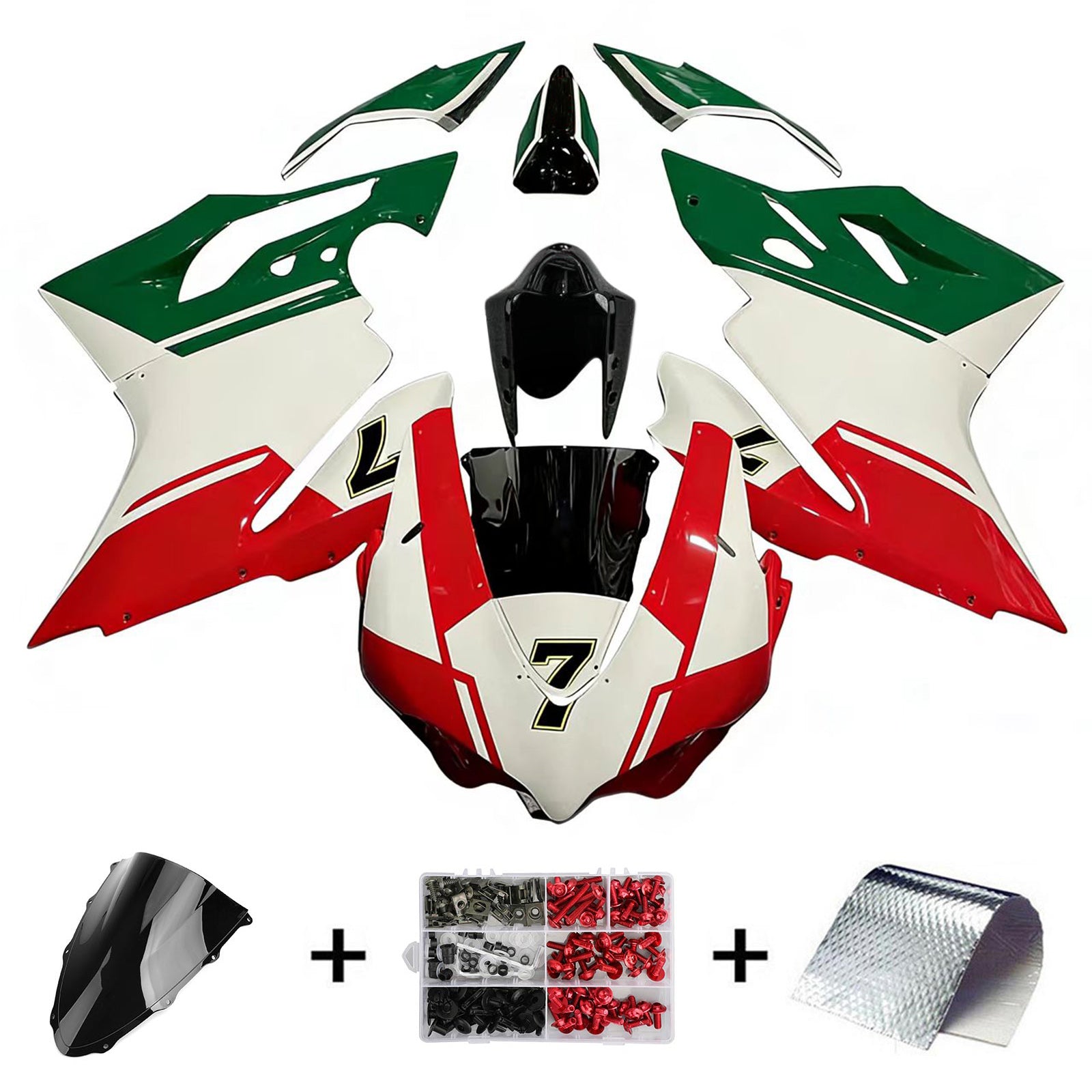 Amotopart 2015-2020 Ducati 959 Green White Red Fairing Kit