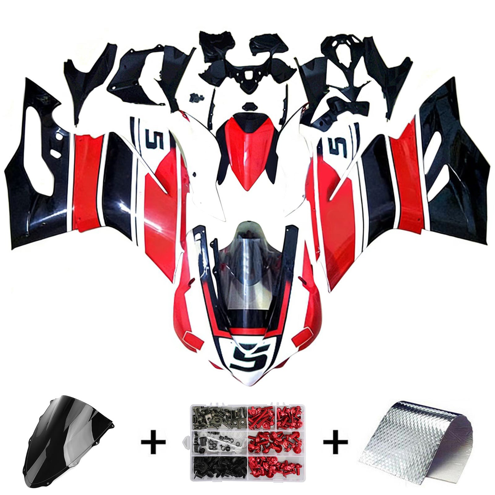 AMOTOPART 2015-2020 Ducati 959 Red White Black Style 4 Fairing Kit