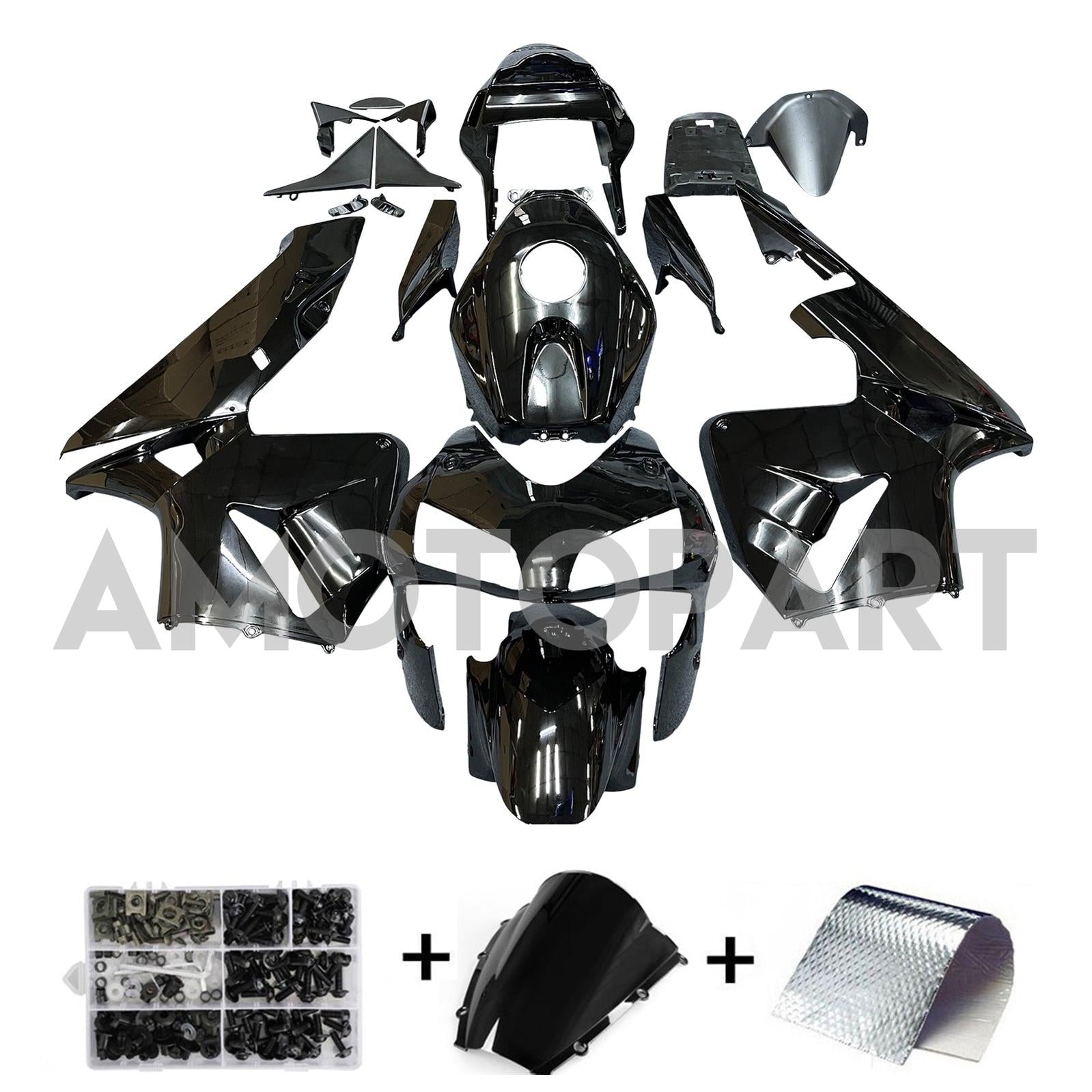 Amotopart 2003 2004 CBR600RR Honda Verkleidungsset, Schwarz