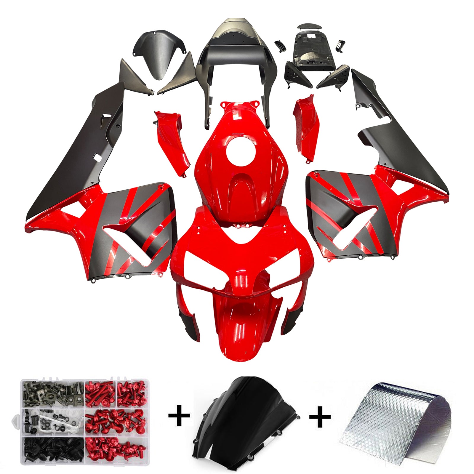 Amotopart 2003 2004 CBR600RR Honda Fairing Black & Red Kit
