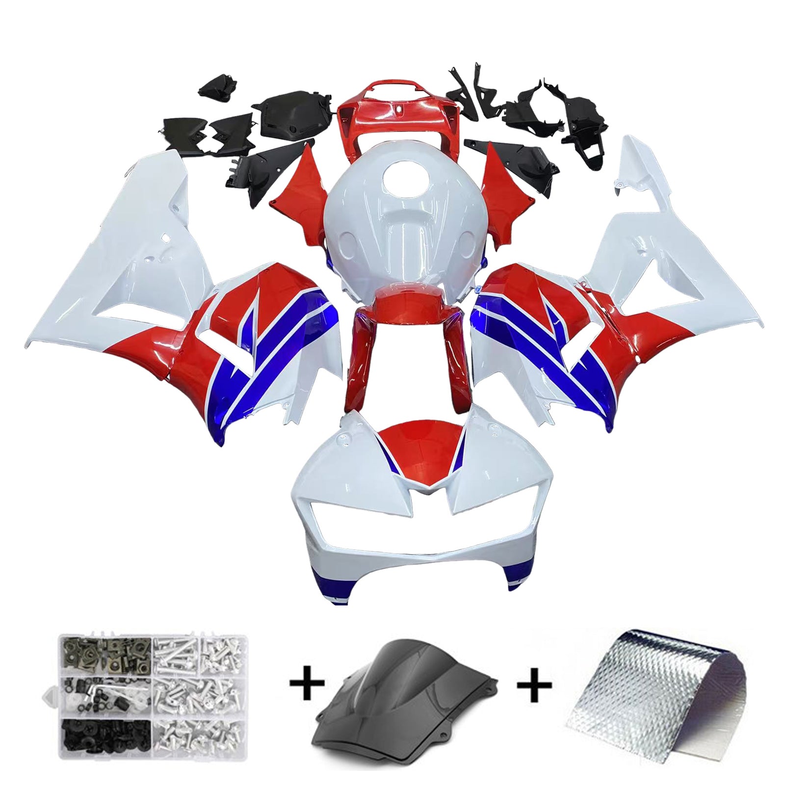 Amotopart 2013-2020 CBR600RR Honda Fairing White Blue Kit