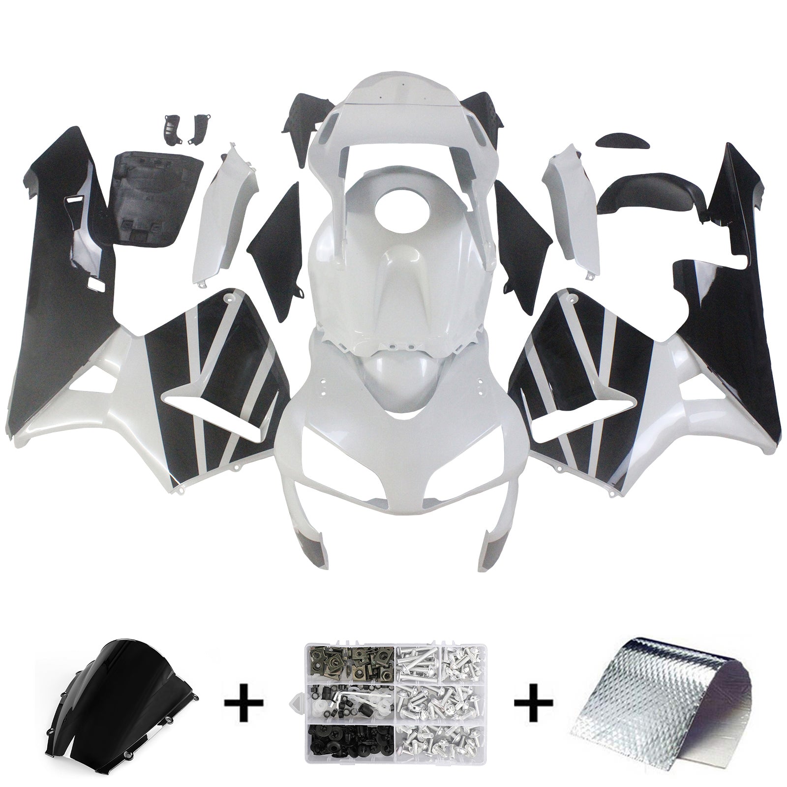 Amotopart 2003-2004 Honda CBR600RR White Black Fairing Kit
