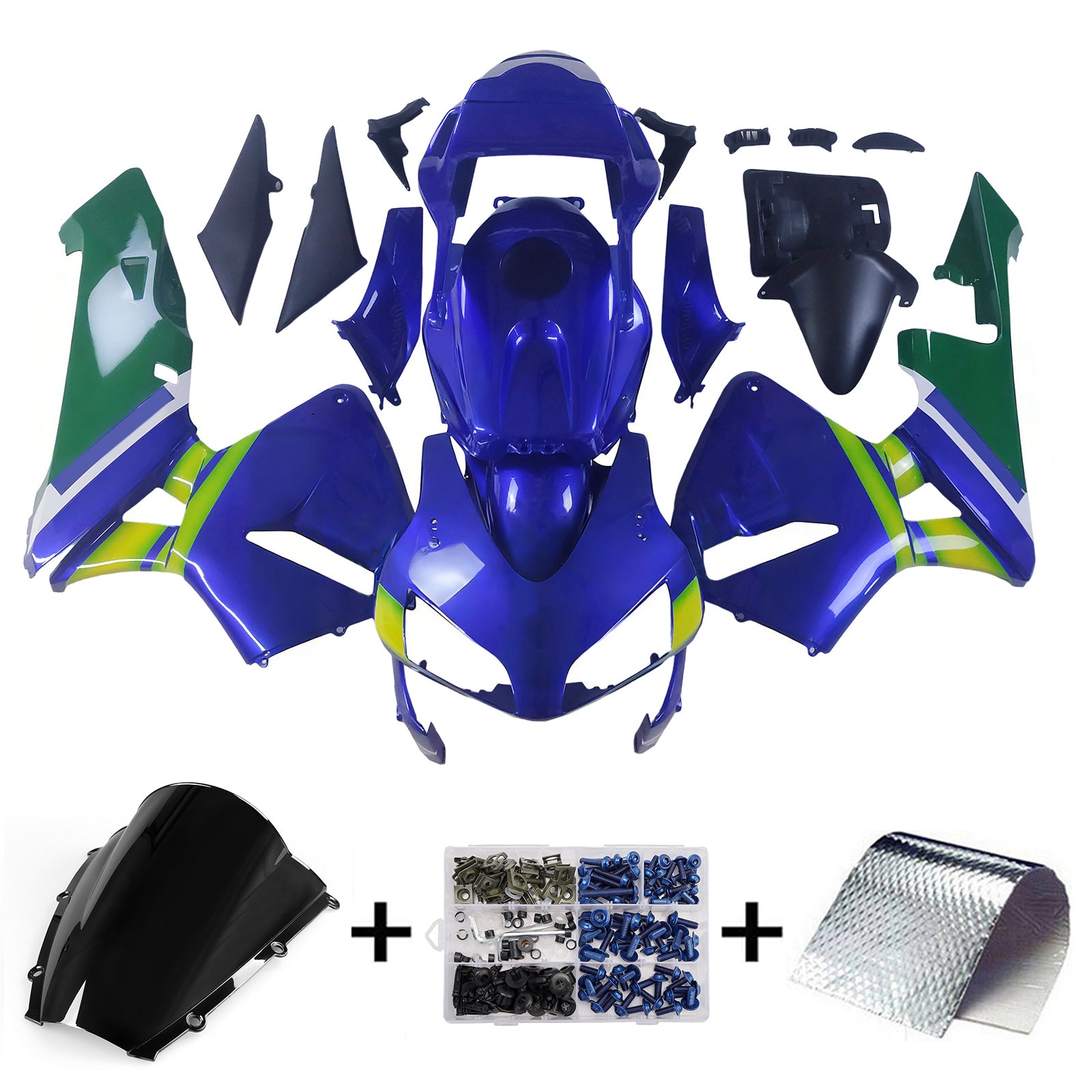 Amotopart 2003-2004 Honda CBR600RR Blue White Green Fairing Kit