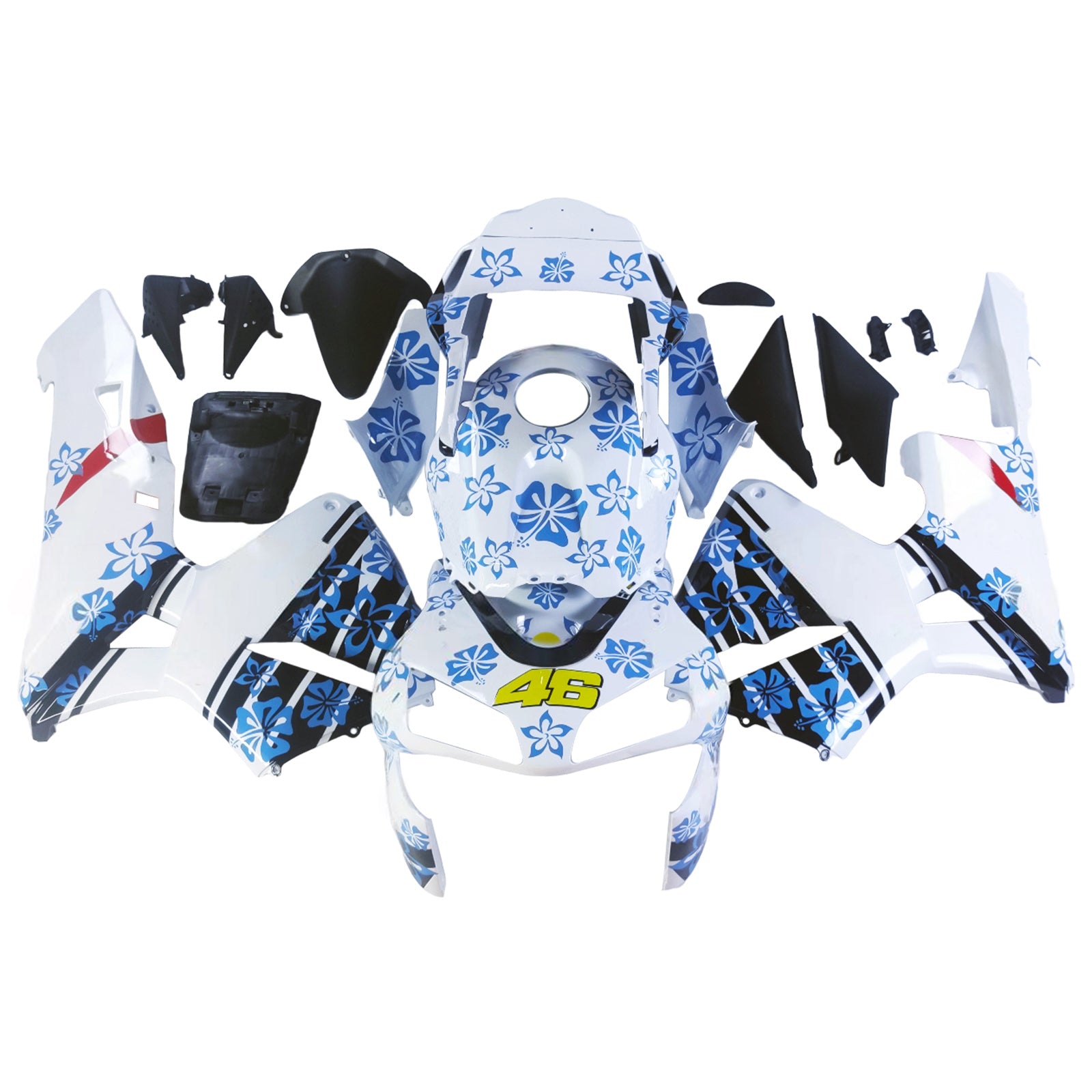 Amotopart 2003-2004 Honda CBR600RR White Blue Snow Fairing Kit