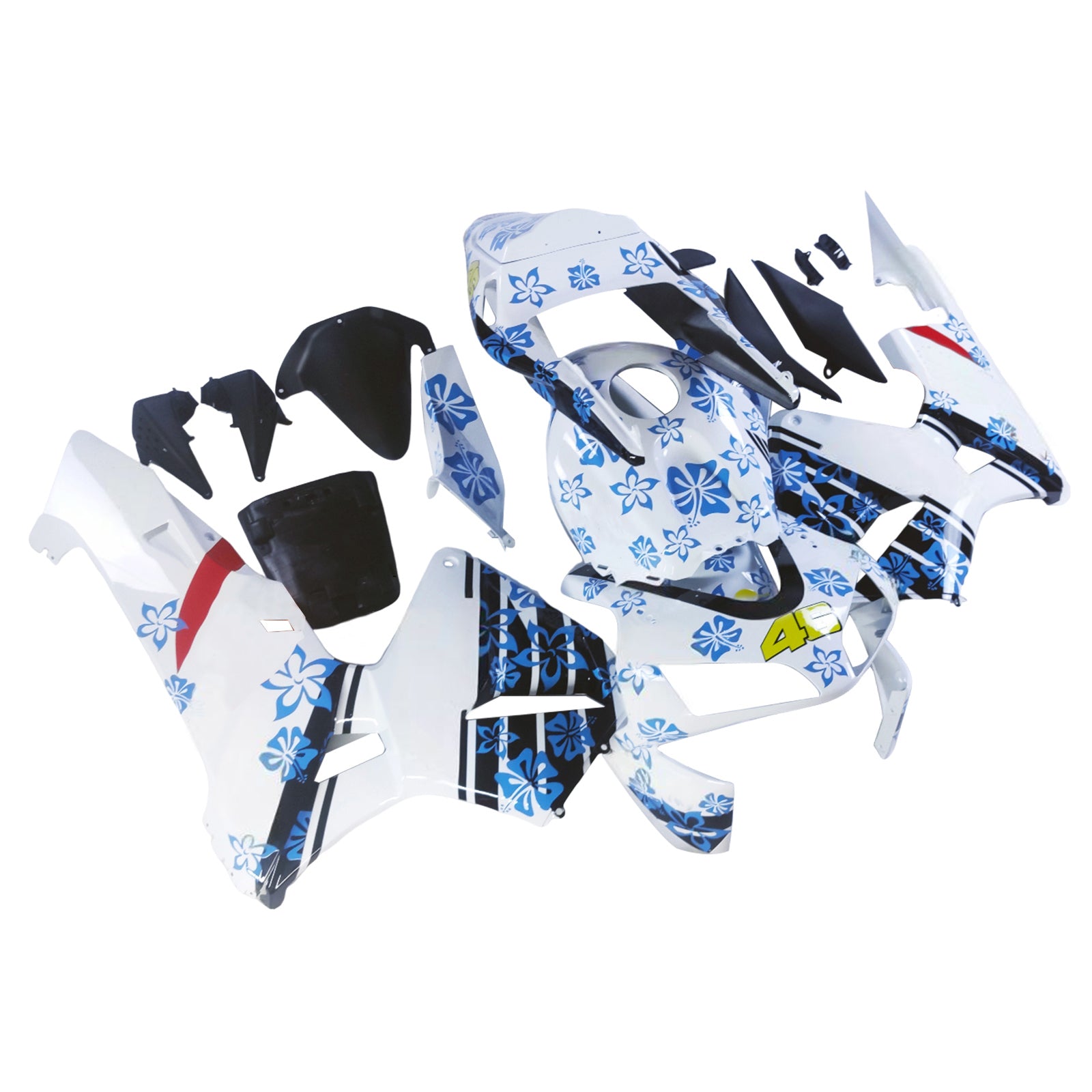 Amotopart 2003-2004 Honda CBR600RR White Blue Snow Fairing Kit
