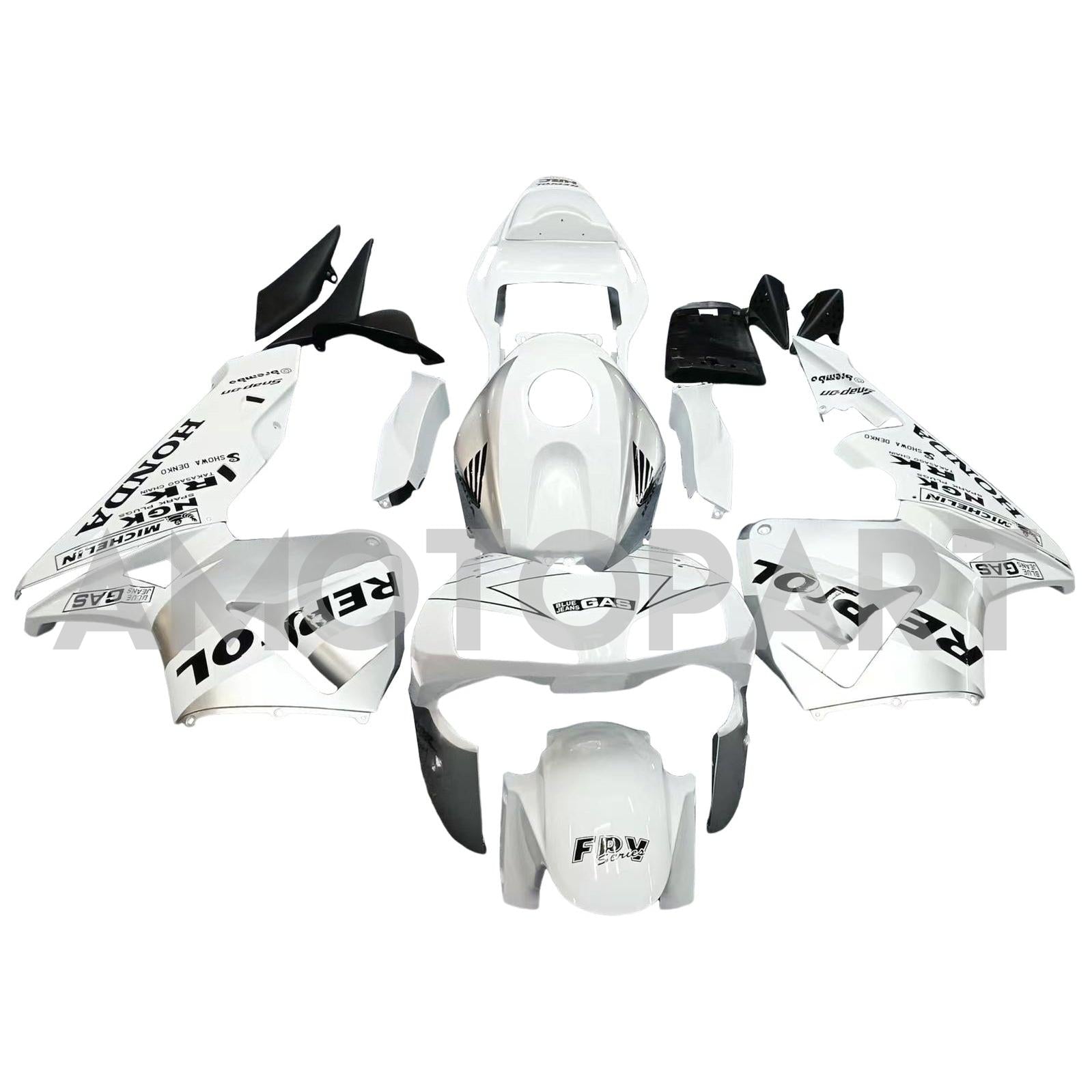 Amotopart 2003-2004 Honda CBR600RR FAIRION Bílá a stříbrná souprava