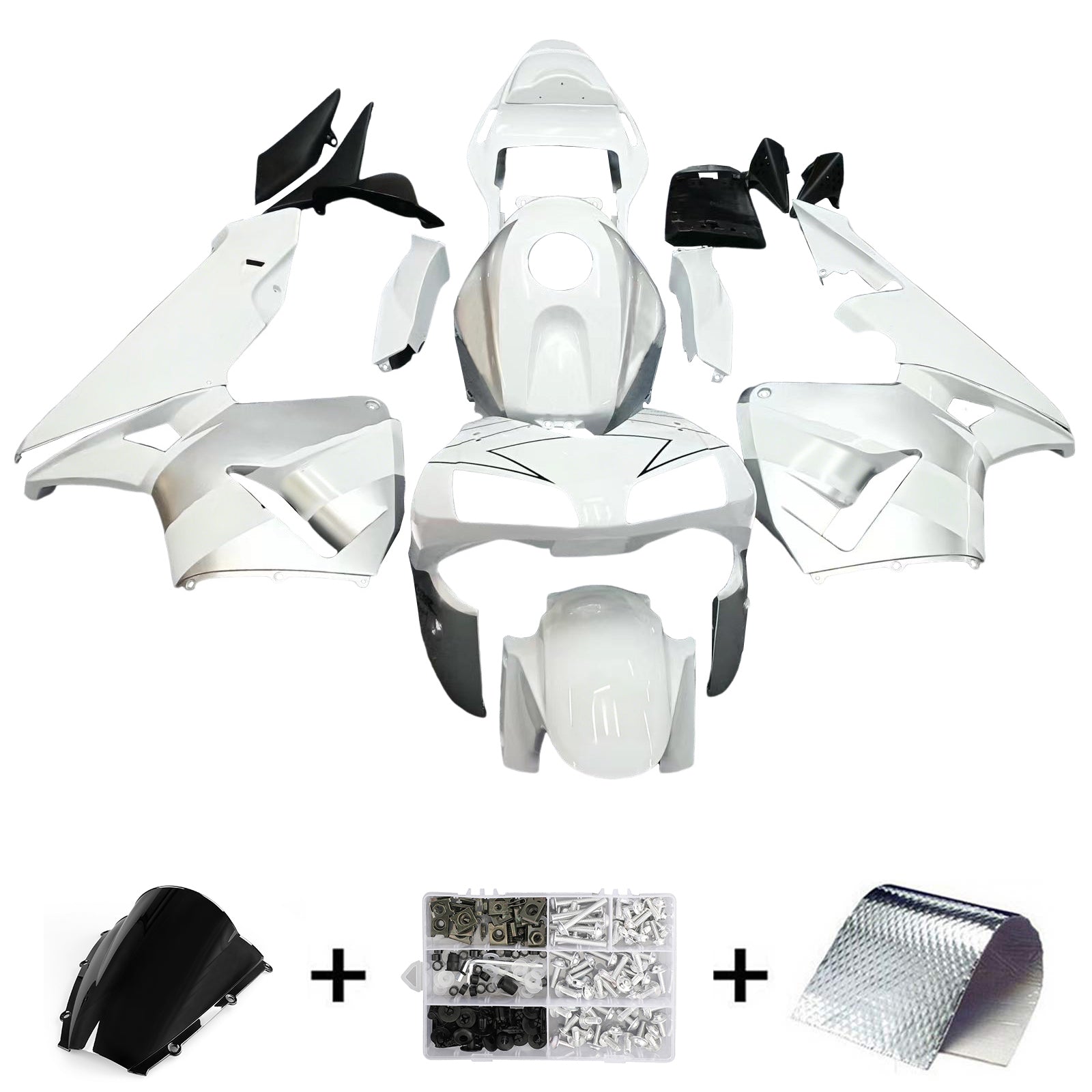 Amotopart 2003-2004 ホンダ CBR600RR フェアリング ホワイト&シルバー キット
