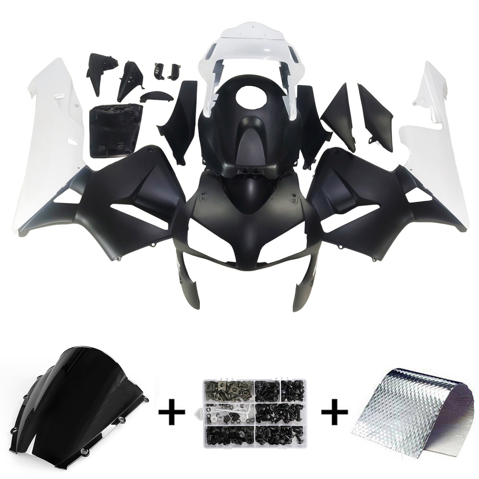 Amotopart 2003-2004 Honda CBR600RR White Black Fairing Kit