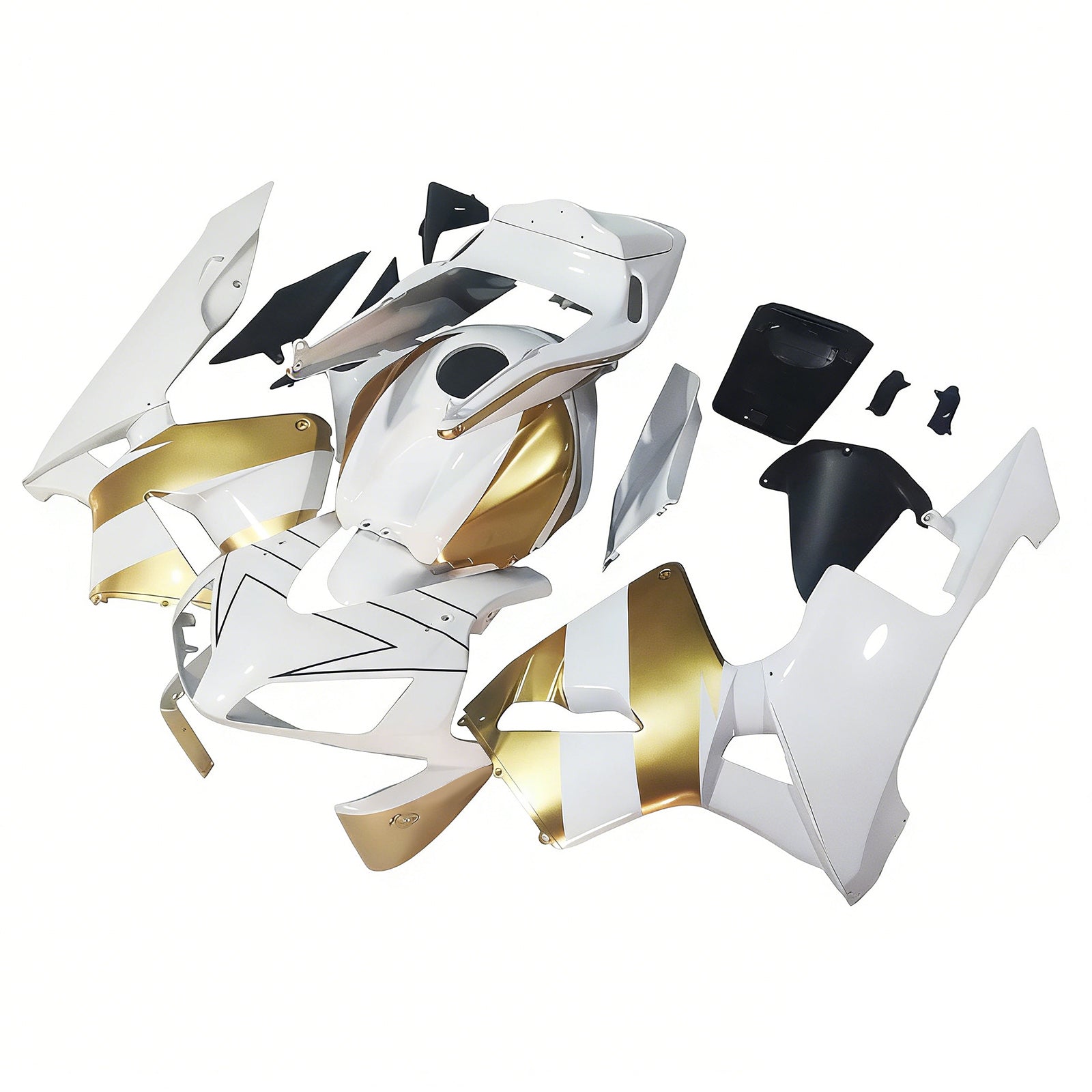 Amotopart Verkleidung für Honda CBR600RR (2003–2004), Weiß&Gold-Kit