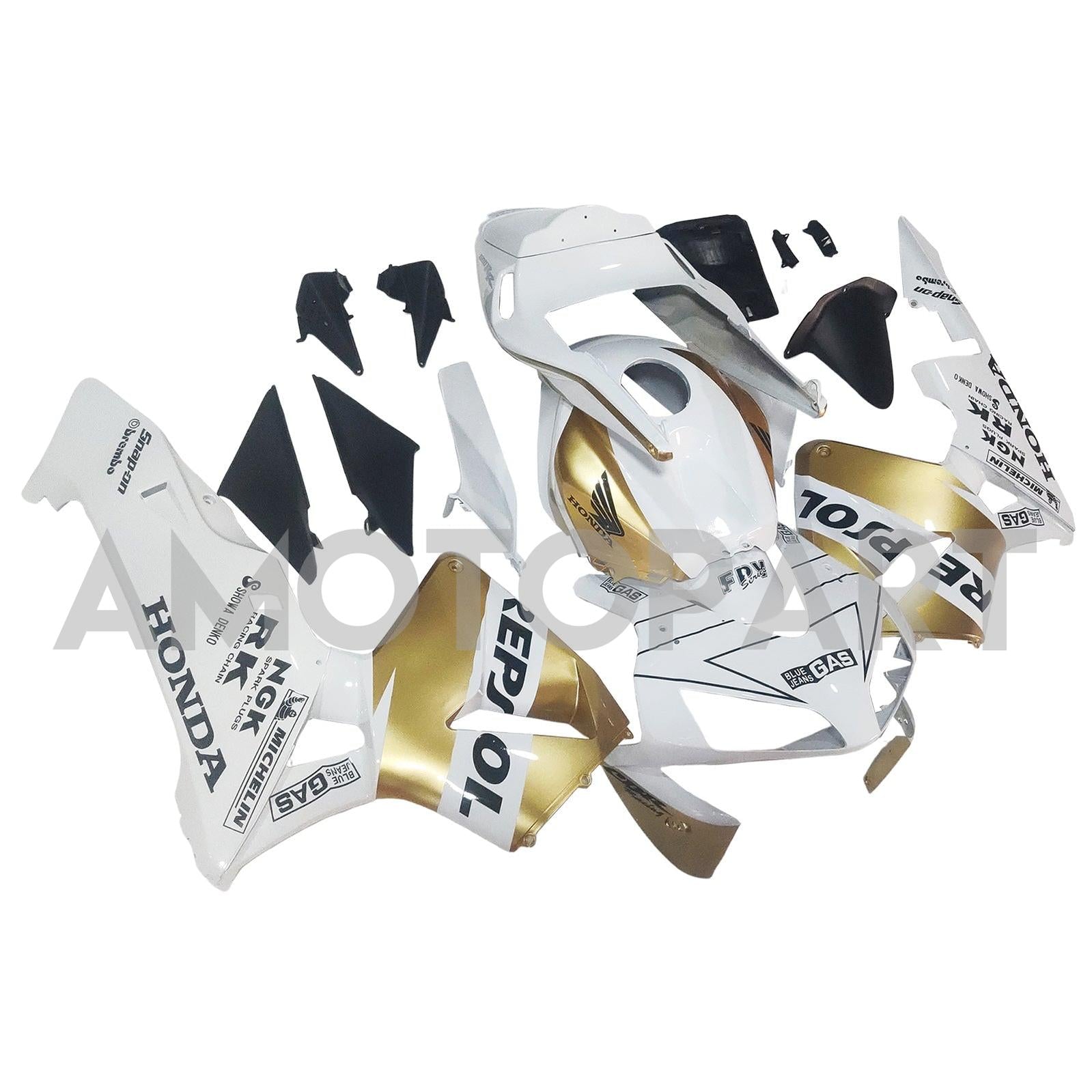 Amotopart 2003-2004 Honda CBR600RR FARION WHITE & GOLD KIT