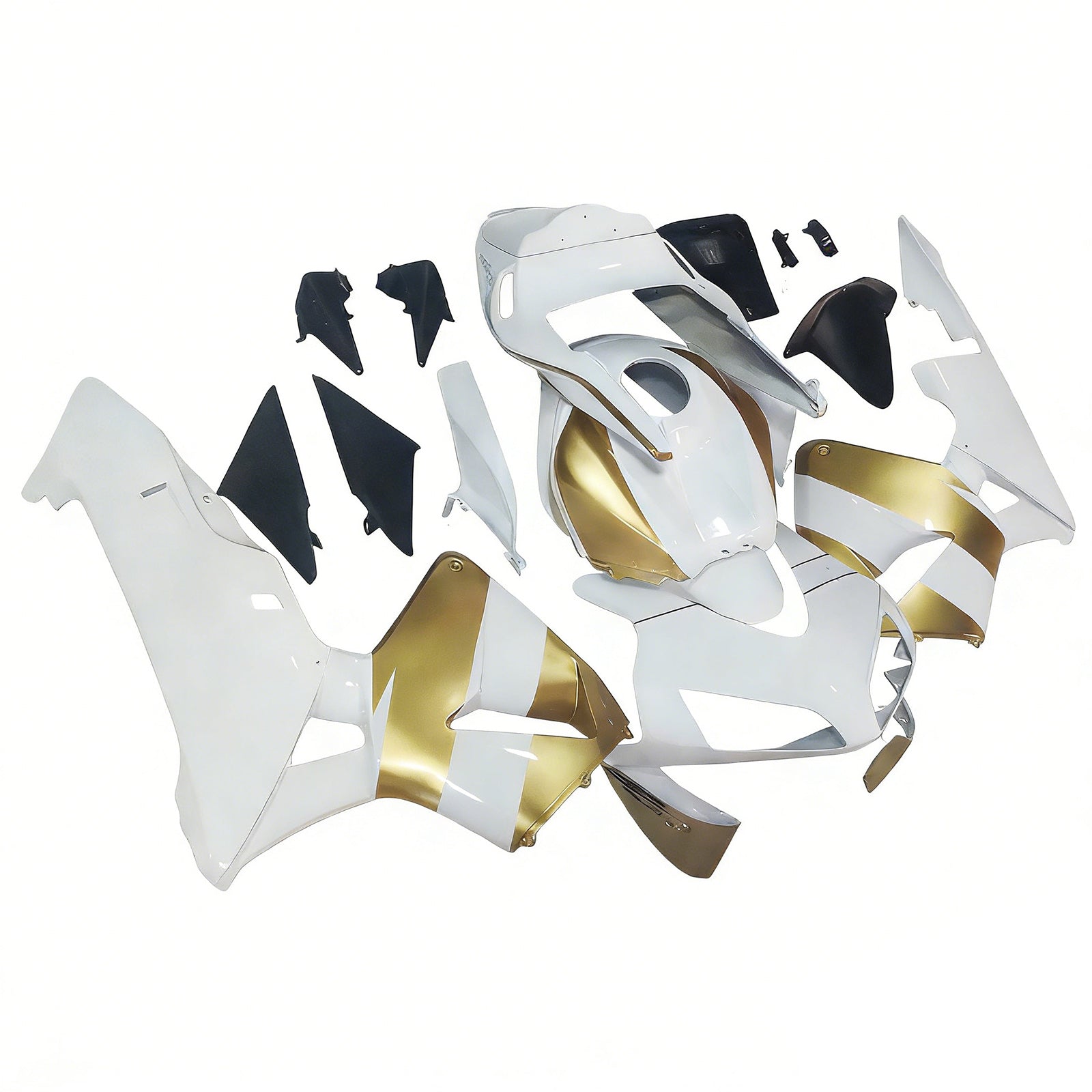 Amotopart Verkleidung für Honda CBR600RR (2003–2004), Weiß&Gold-Kit