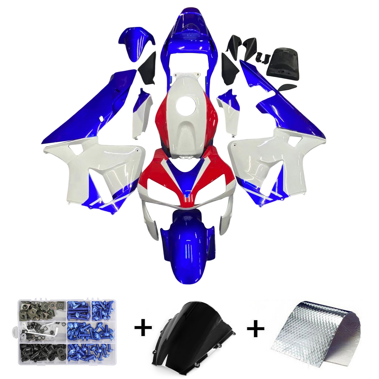 Amotopart 2003-2004 ホンダ CBR600RR フェアリング ブルー&レッド キット