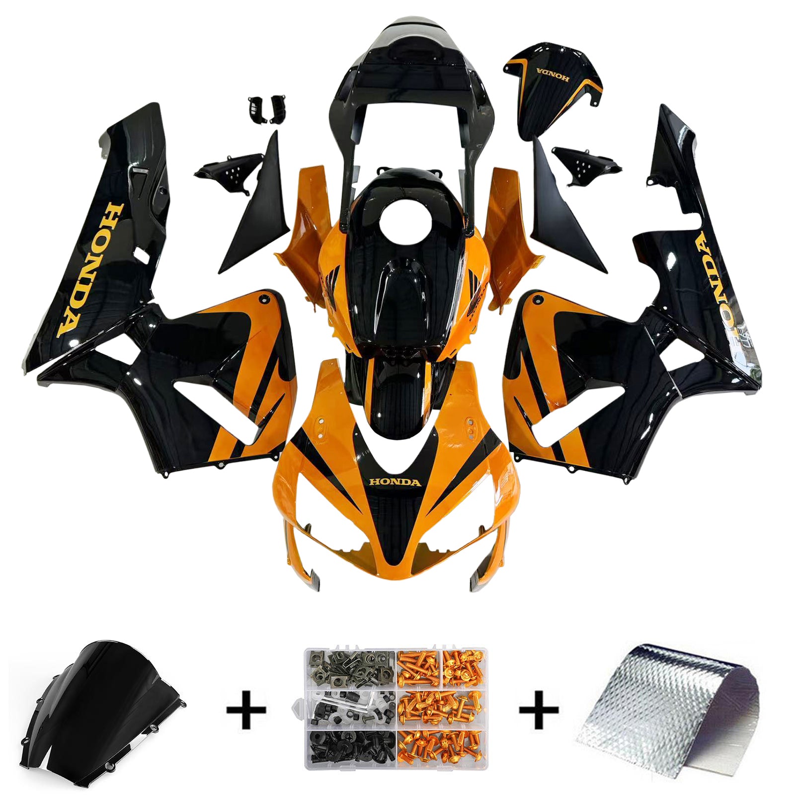 Amotopart 2003-2004 Honda CBR600RR Kit de carénage noir orange