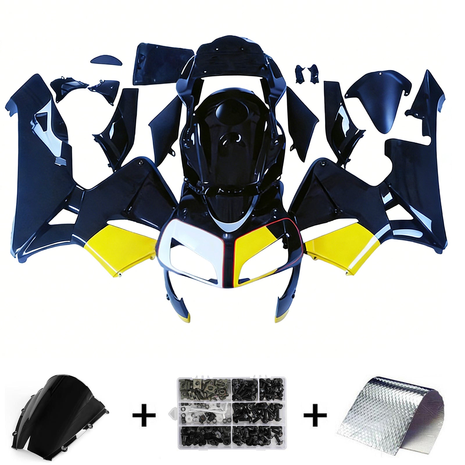 Kit carena Amotopart 2003-2004 Honda CBR600RR giallo nero