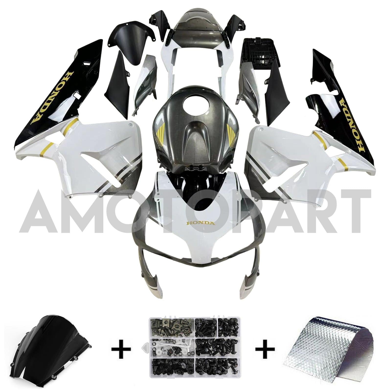 Amotopart 2003-2004 Honda CBR600RR Fairing Black&White Kit