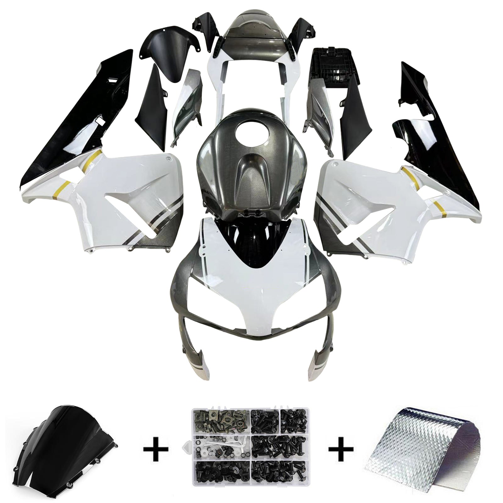 Amotopart 2003-2004 Honda CBR600RR Fairing Black&White Kit