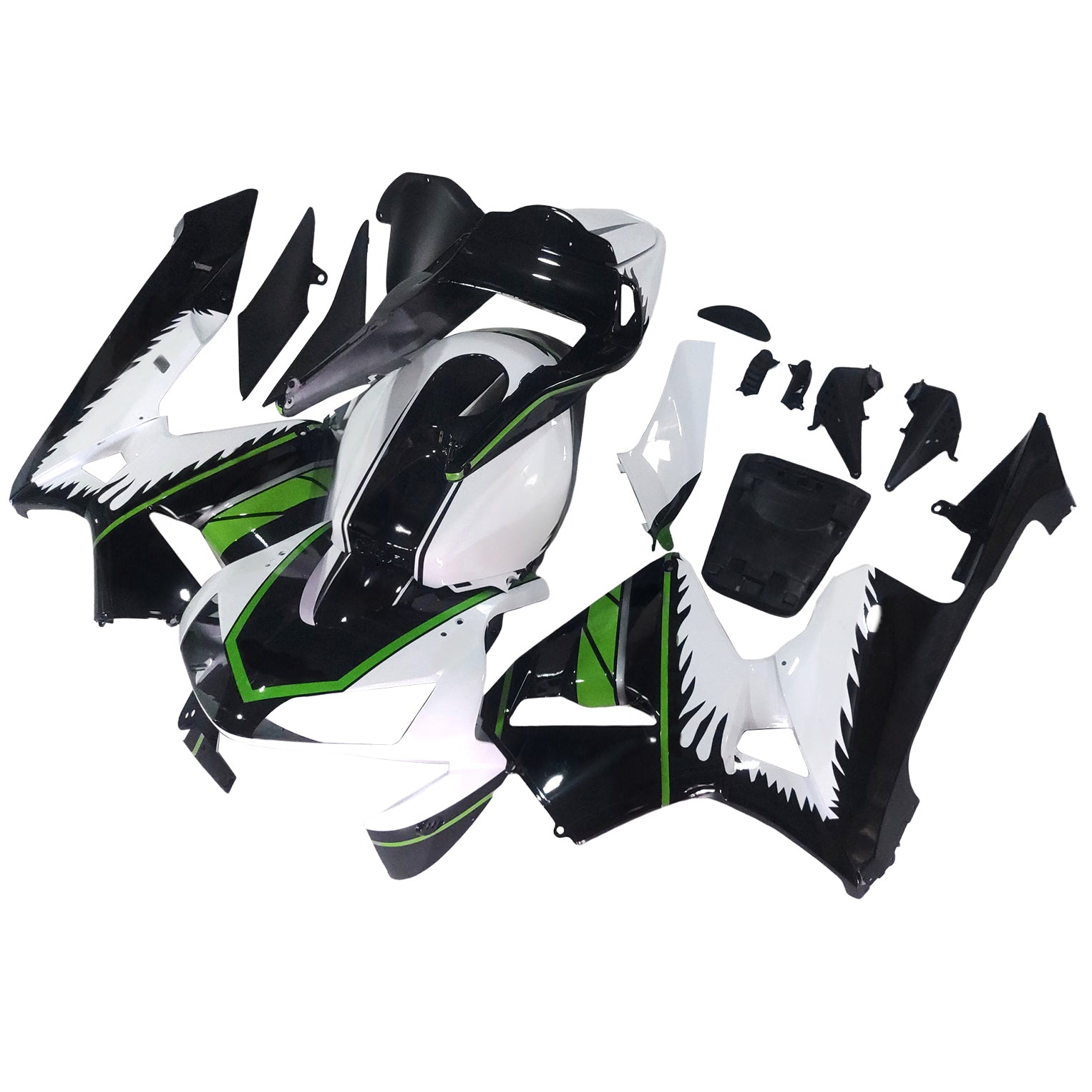 Amotopart 2003-2004 Honda CBR600RR White Green Fairing Kit