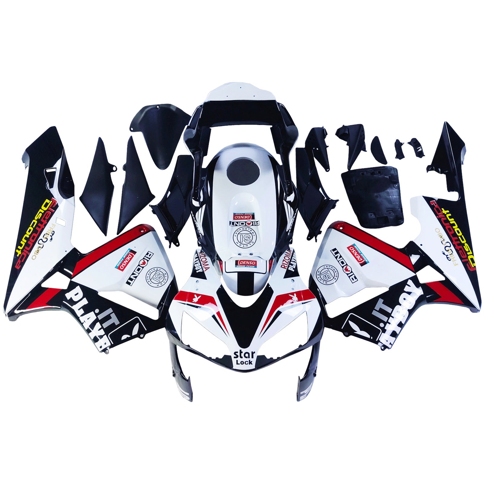 Amotopart 2003-2004 Honda CBR600RR White Black Red Fairing Kit