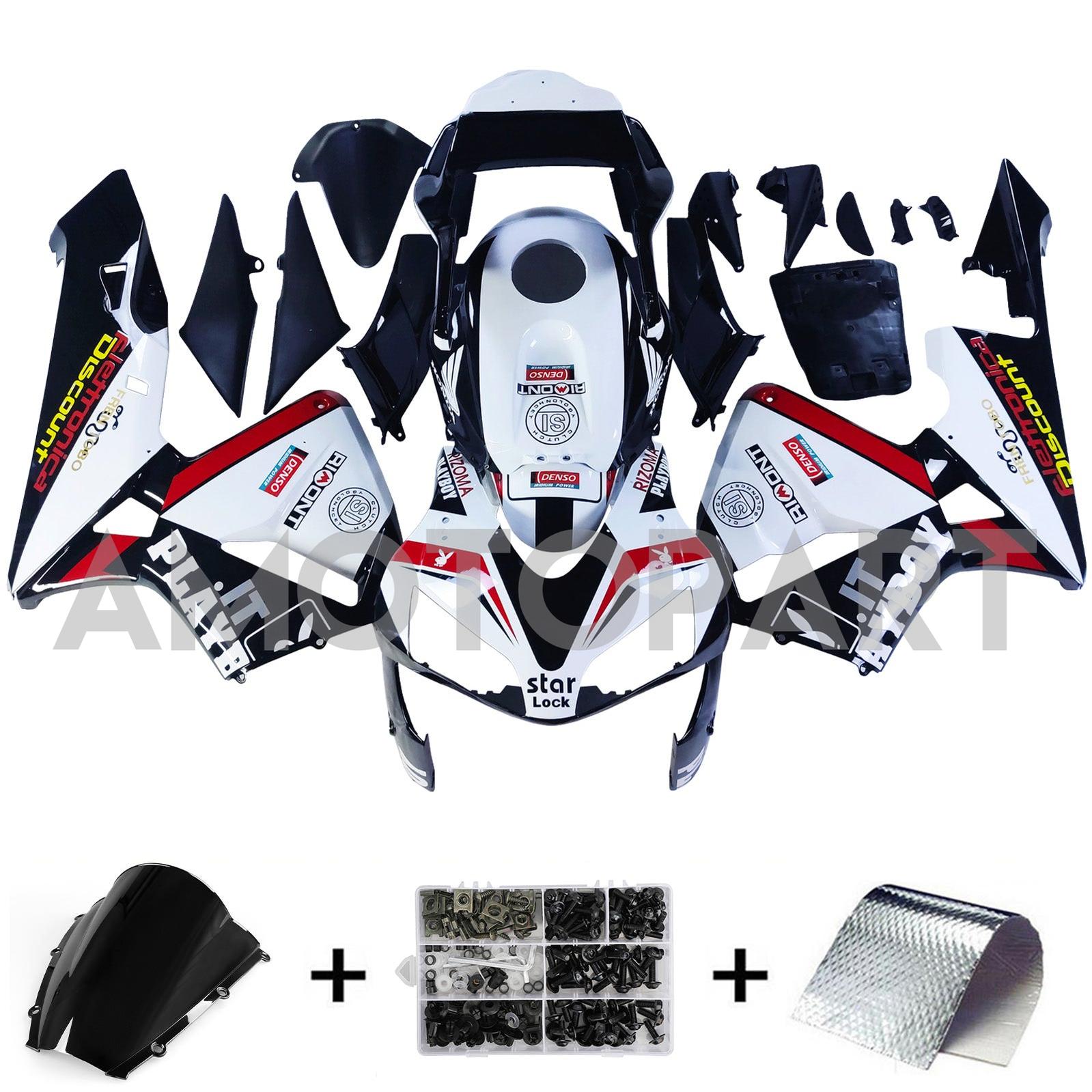 Amotopart 2003-2004 Honda CBR600RR White Black Red Fairing Kit