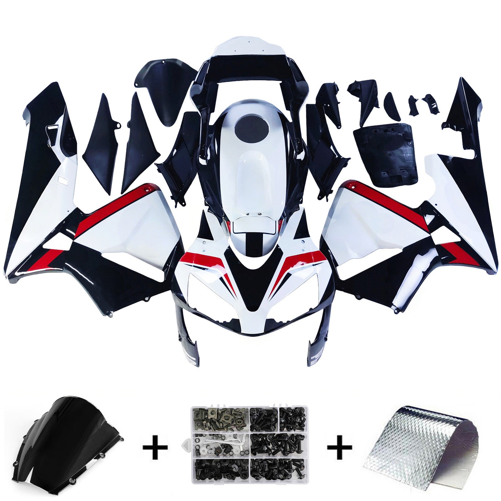 Amotopart 2003-2004 Honda CBR600RR WHITE BLACK RED RED FAILING KIT