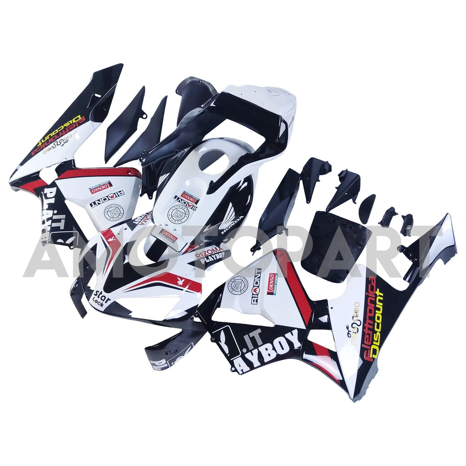 Amotopart 2003-2004 Honda CBR600RR White Black Red Fairing Kit
