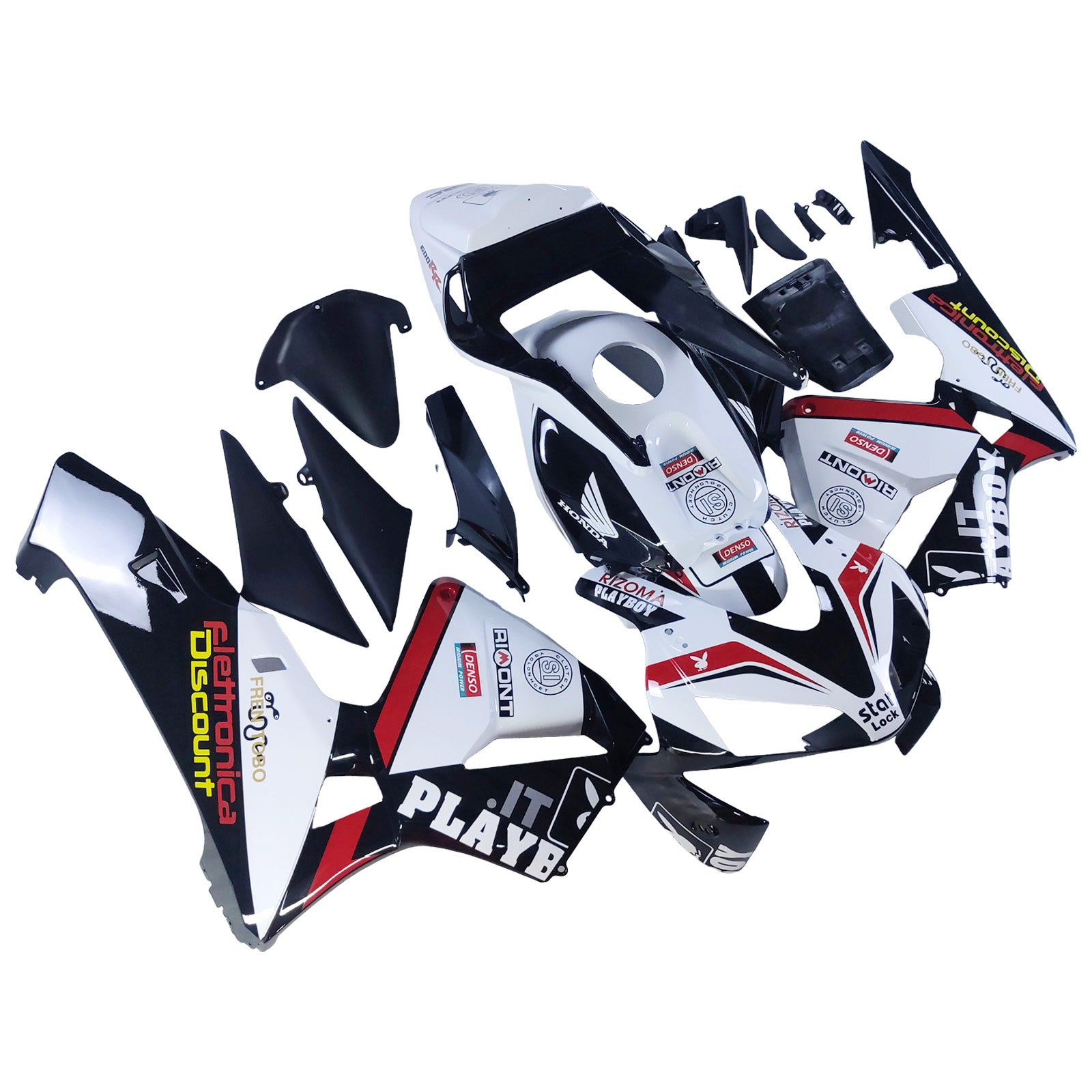 Amotopart 2003-2004 Honda CBR600RR White Black Red Fairing Kit